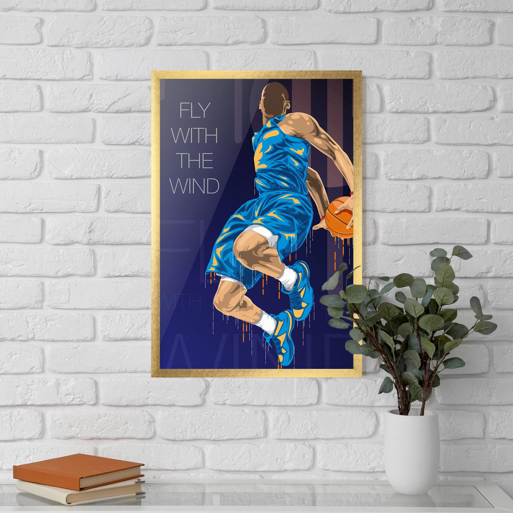 Рамкиран постер Fly With The Wind mockup 5