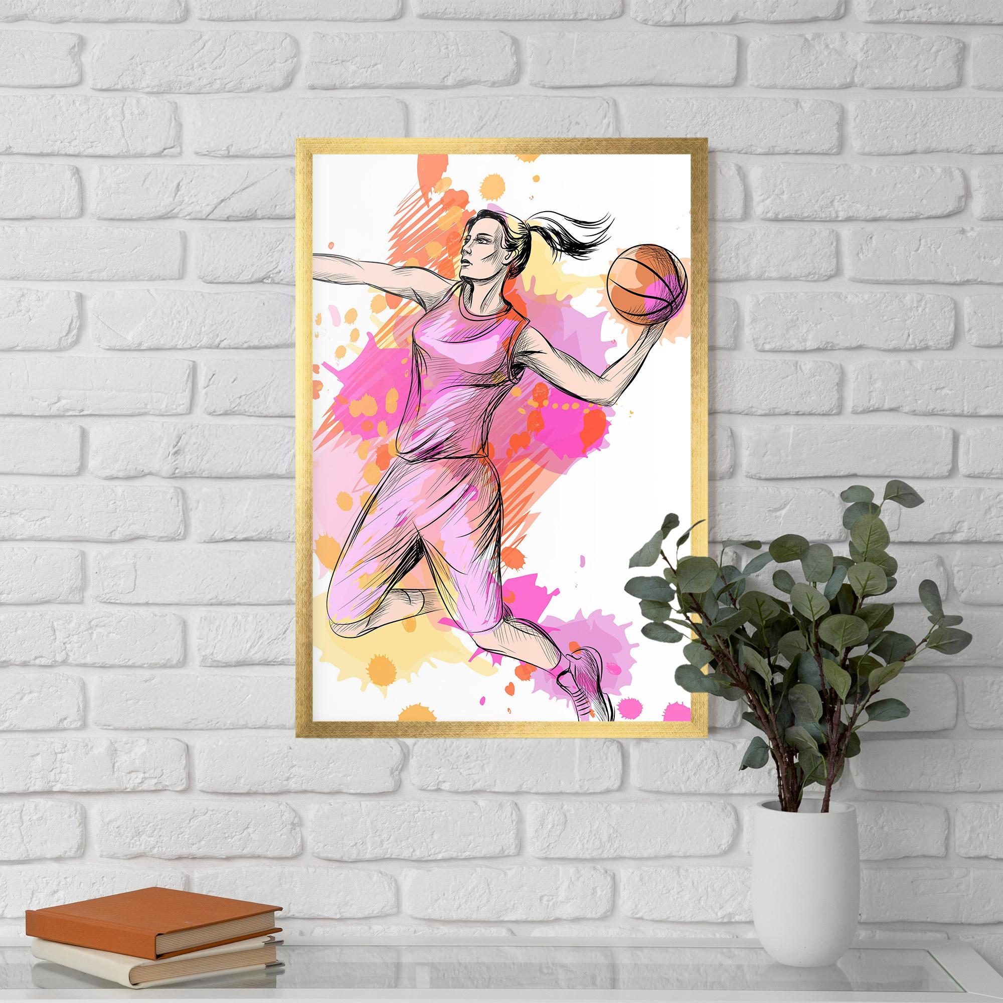 Рамкиран постер Pink Basket Player mockup 5