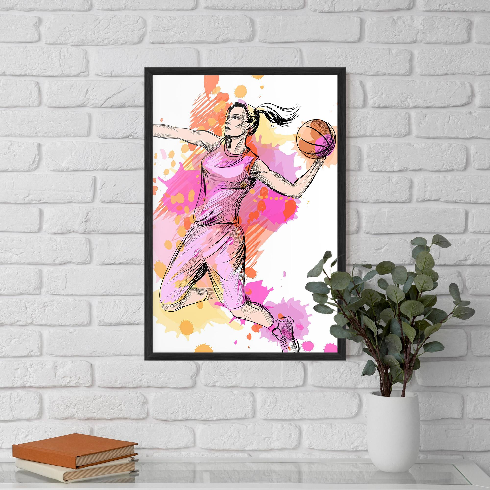 Рамкиран постер Pink Basket Player mockup 5