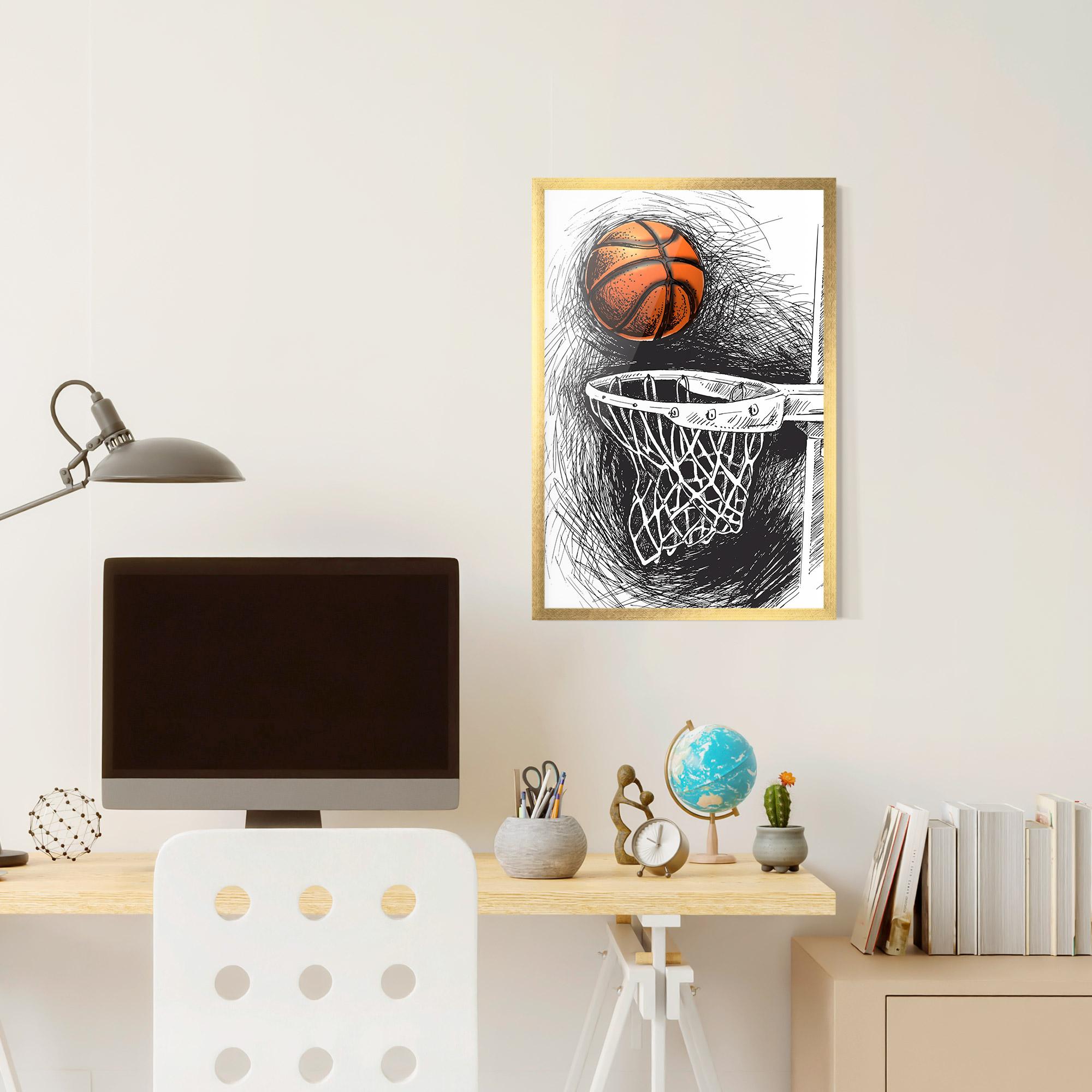 Рамкиран постер Grey Line Basket mockup 6