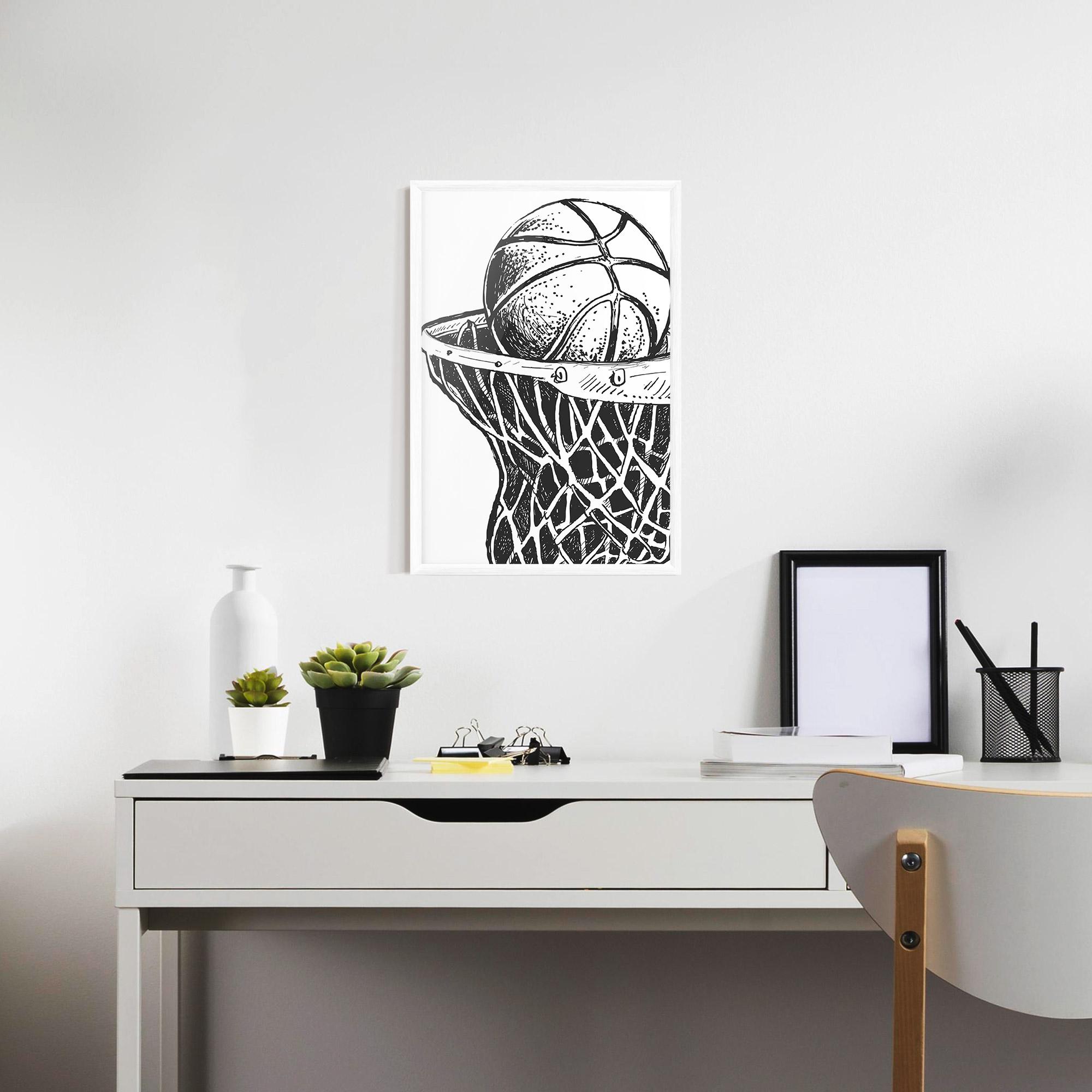 Рамкиран постер Basketball Grey Hoop mockup 7