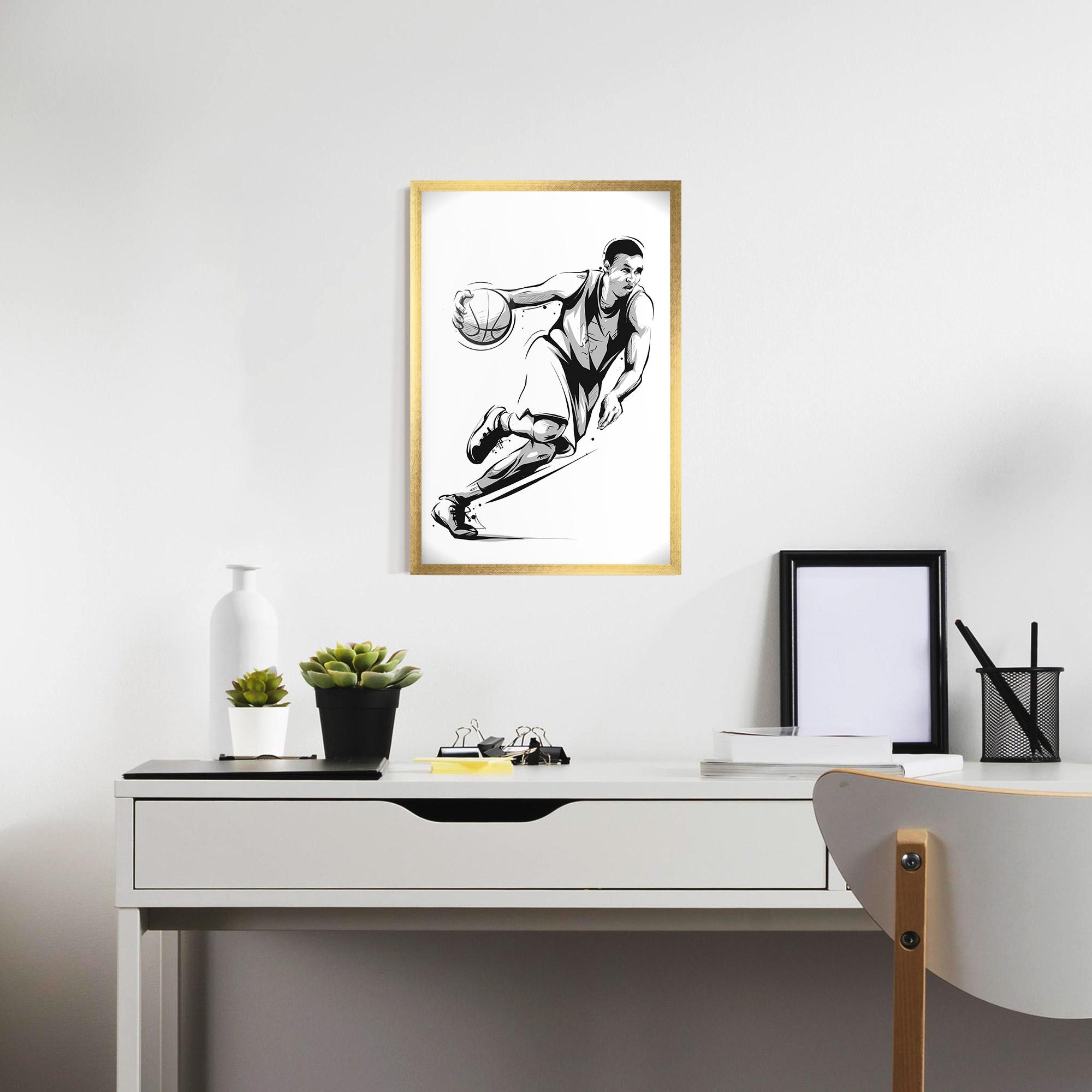 Рамкиран постер Basketball Player Line mockup 7