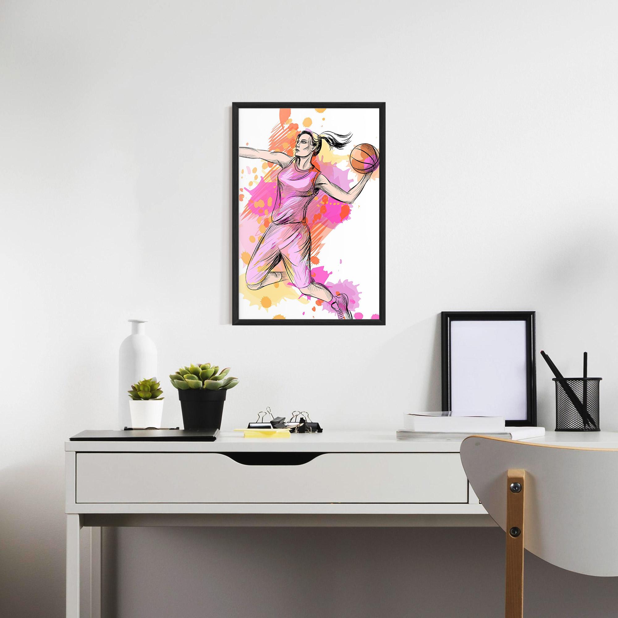 Рамкиран постер Pink Basket Player mockup 7