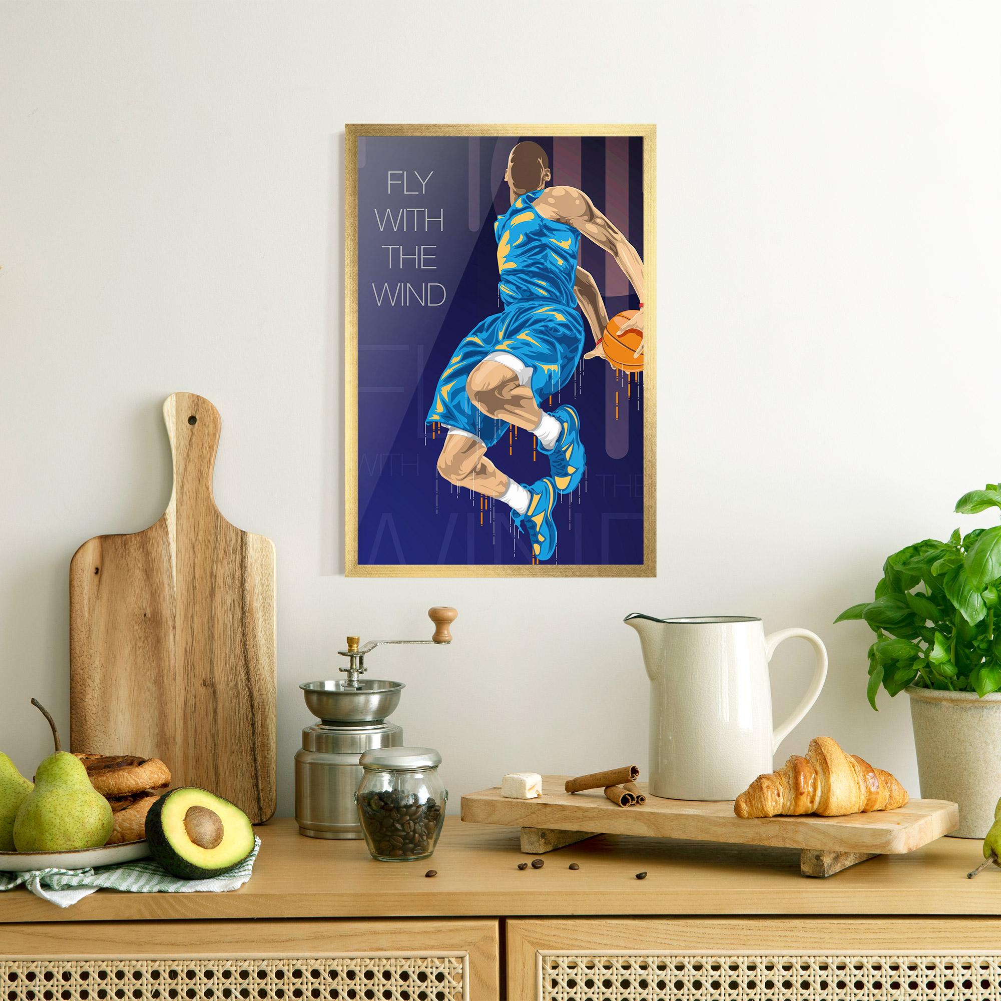 Рамкиран постер Fly With The Wind mockup 8