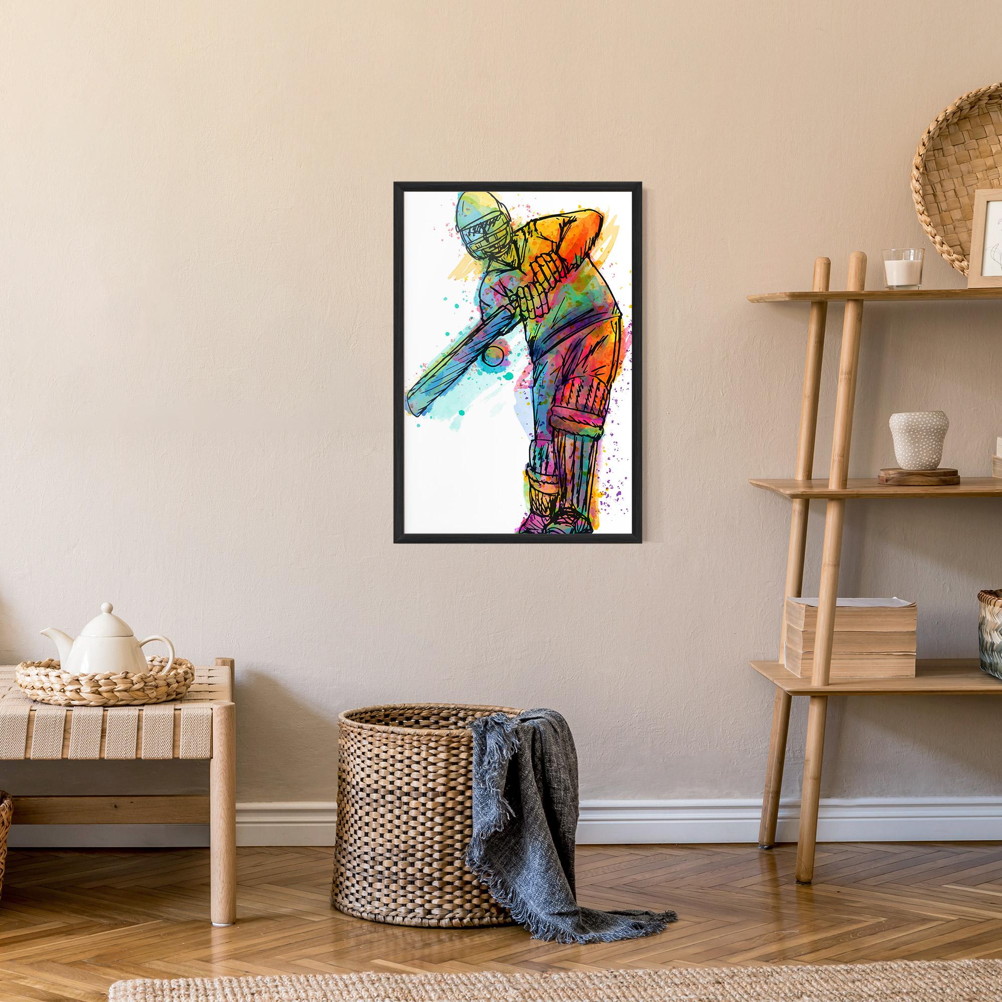 Рамкиран постер Colorful Baseball Player mockup 9