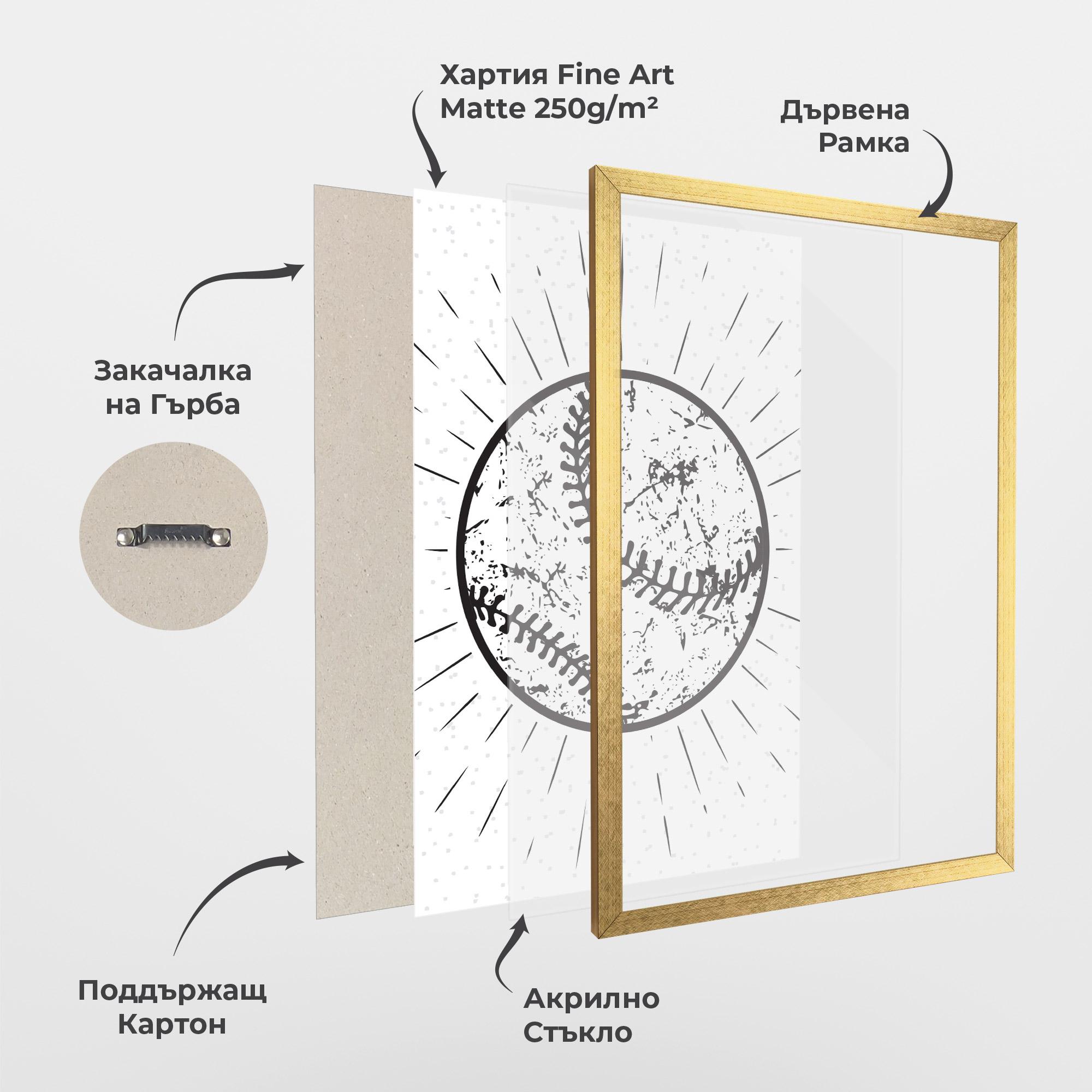 Рамкиран постер Baseball Ball Line mockup 1