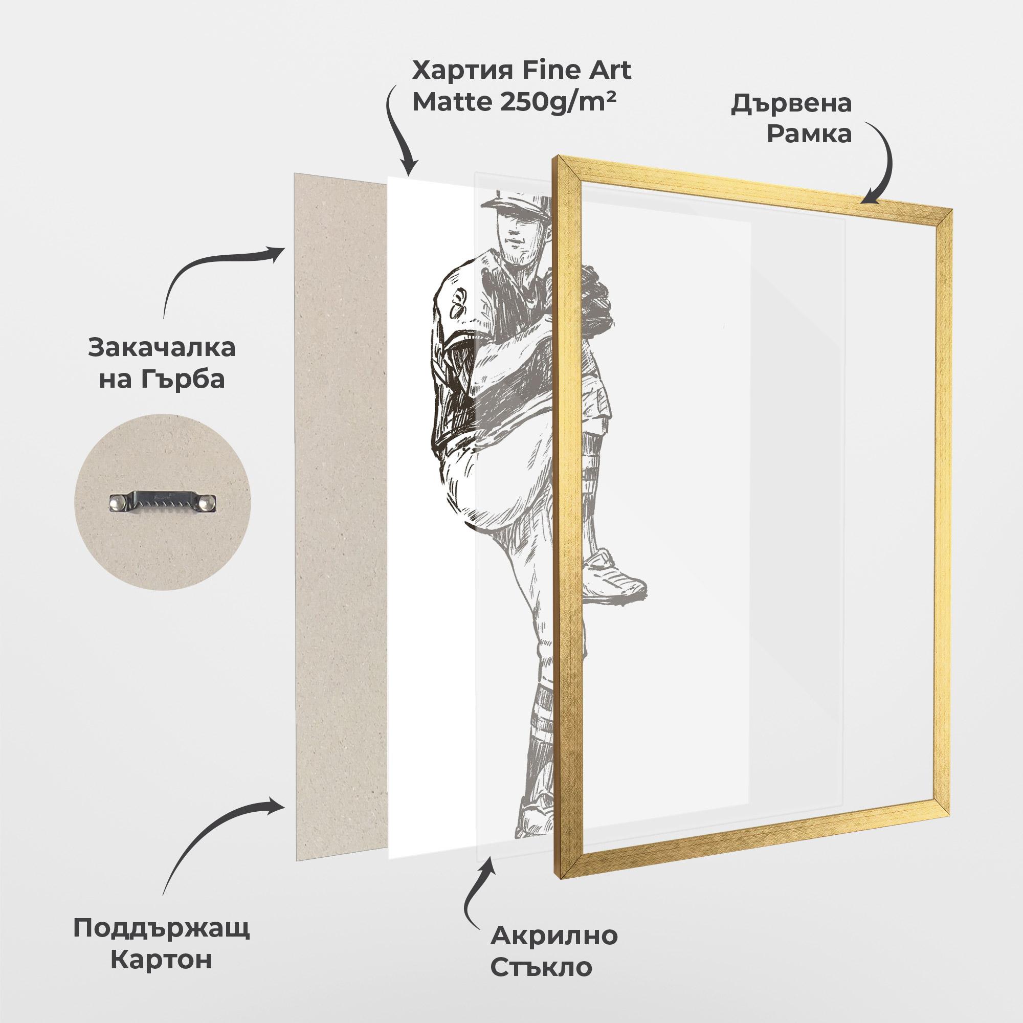 Рамкиран постер Baseball Player Line mockup 1