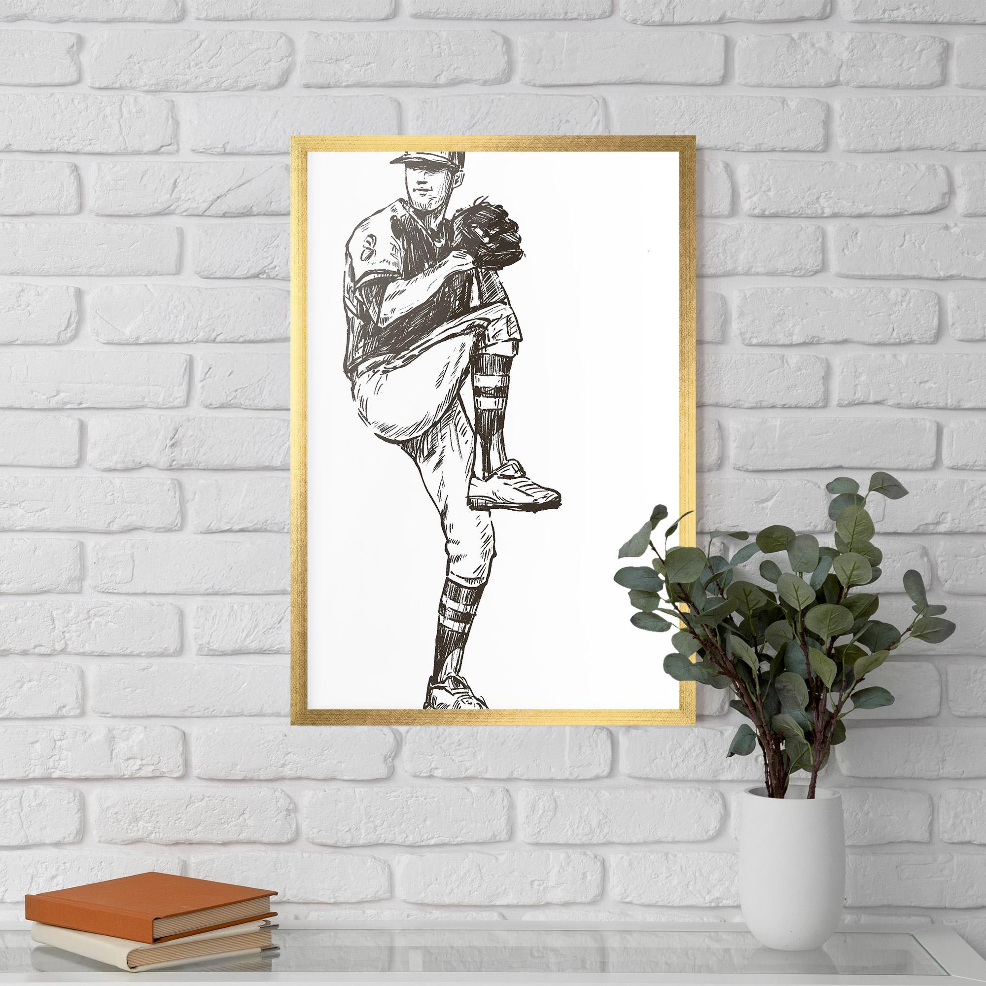 Рамкиран постер Baseball Player Line mockup 5