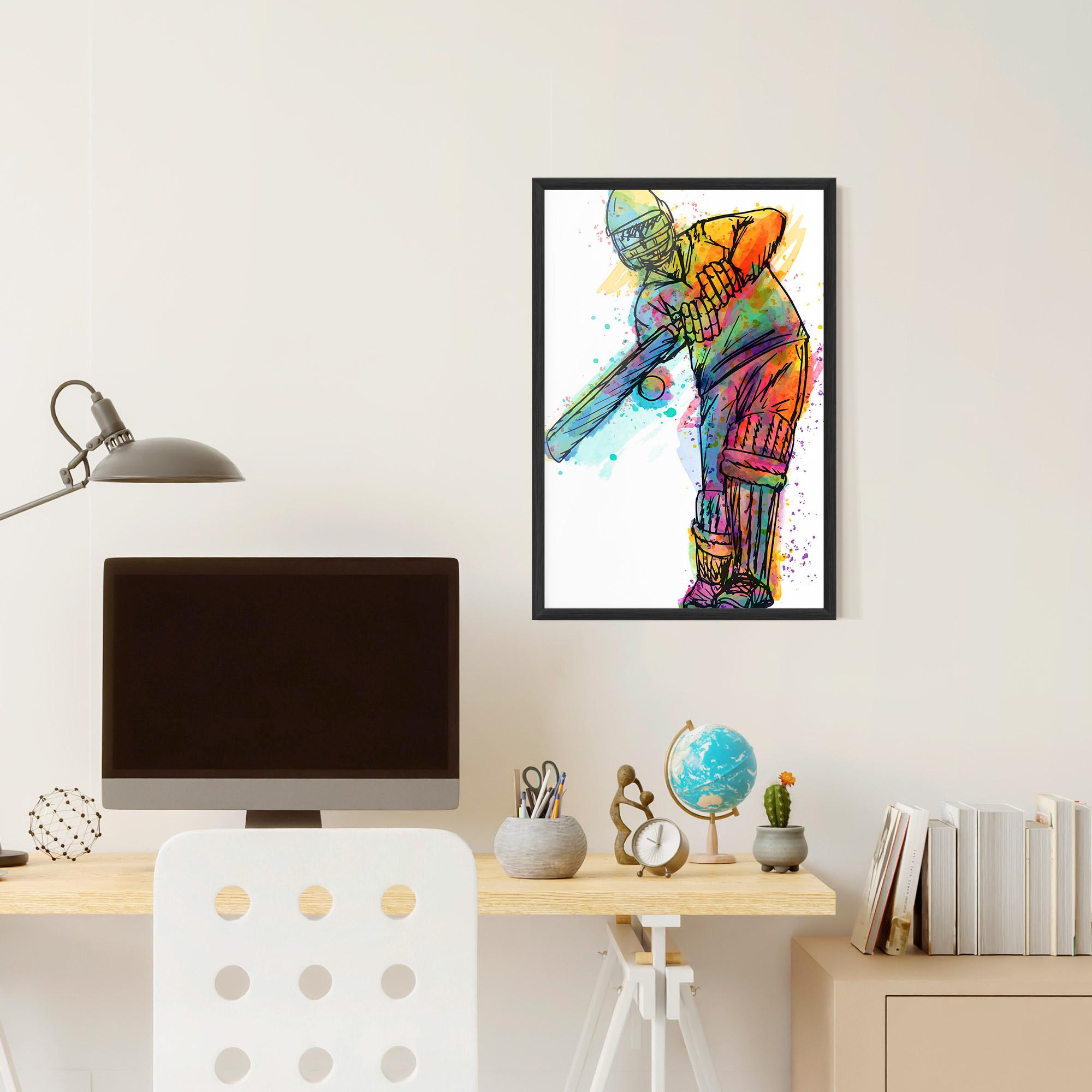 Рамкиран постер Colorful Baseball Player mockup 6