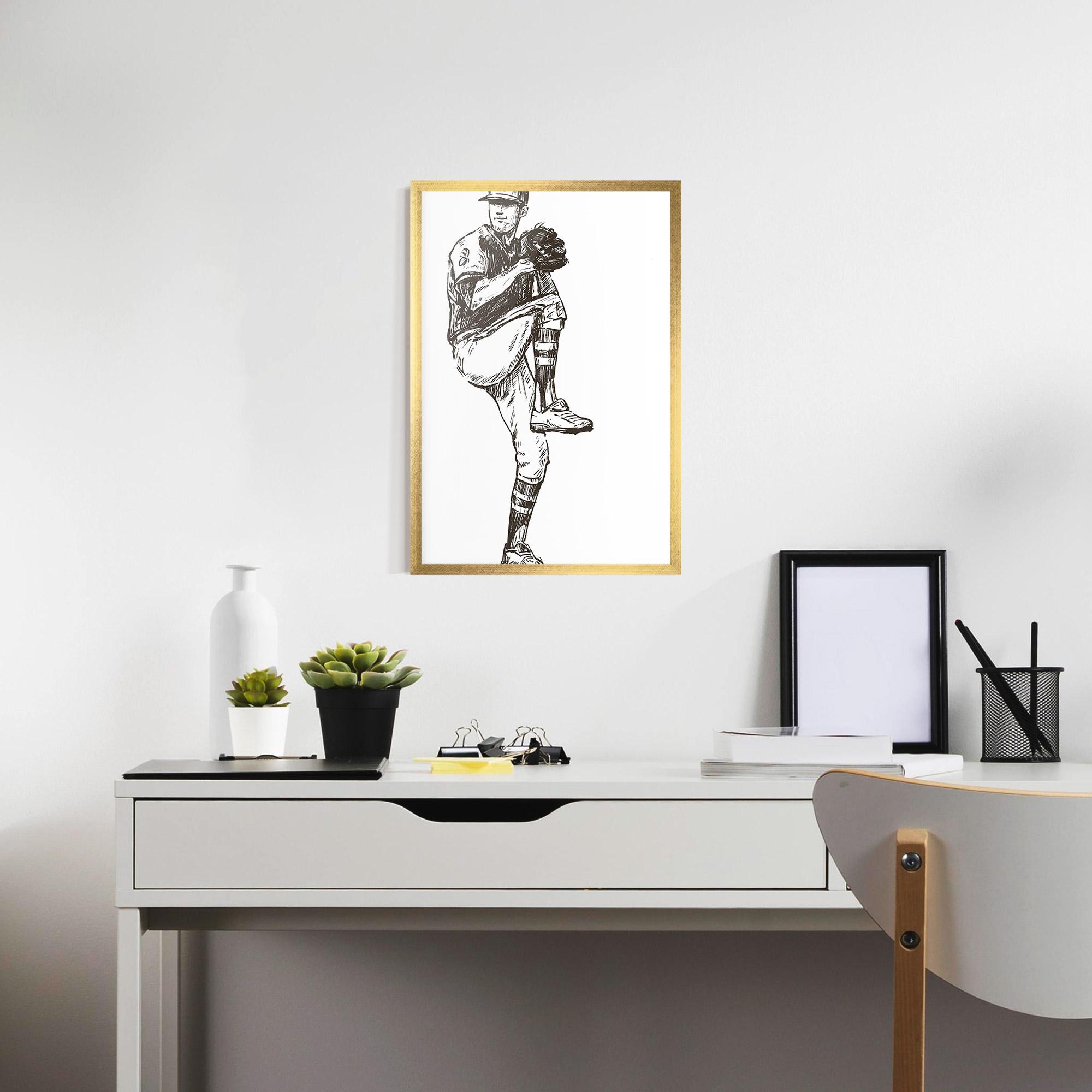 Рамкиран постер Baseball Player Line mockup 7