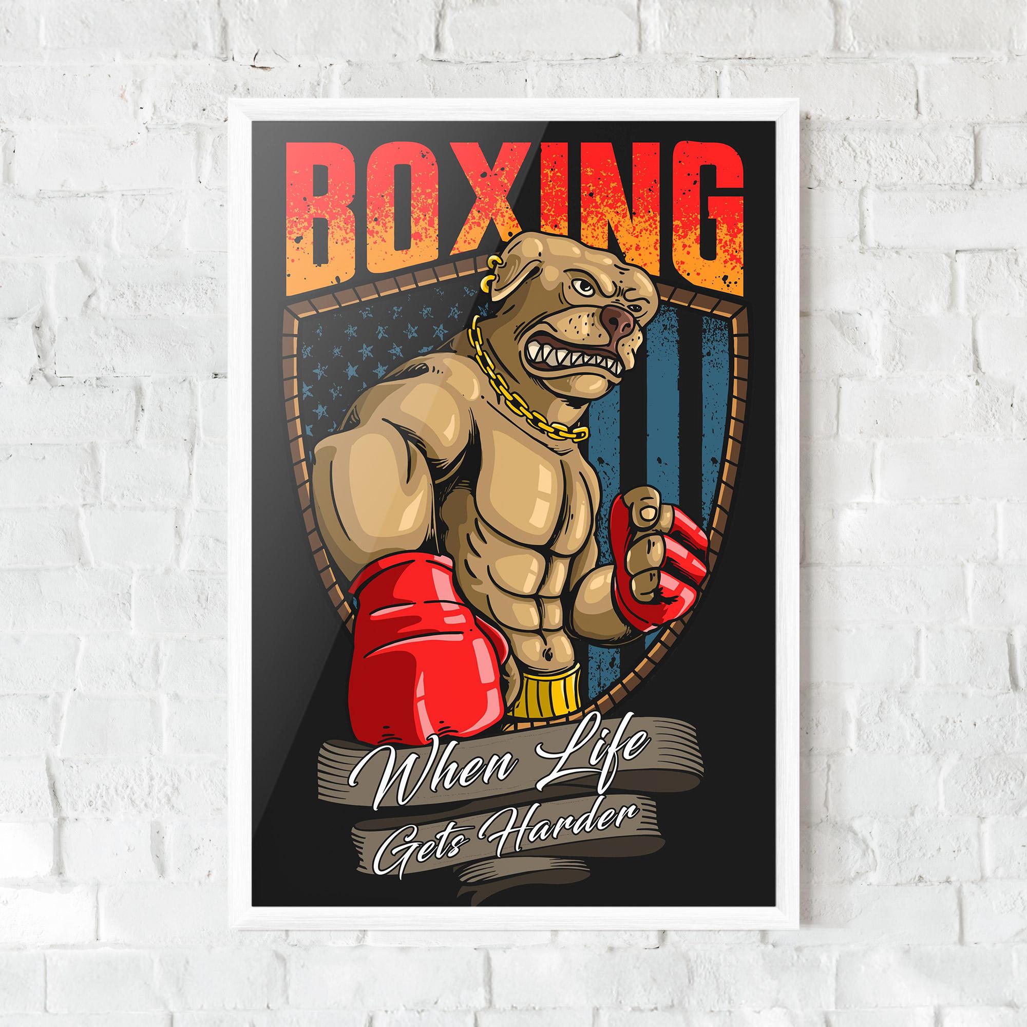 Рамкиран постер Pitbull Boxer mockup 0
