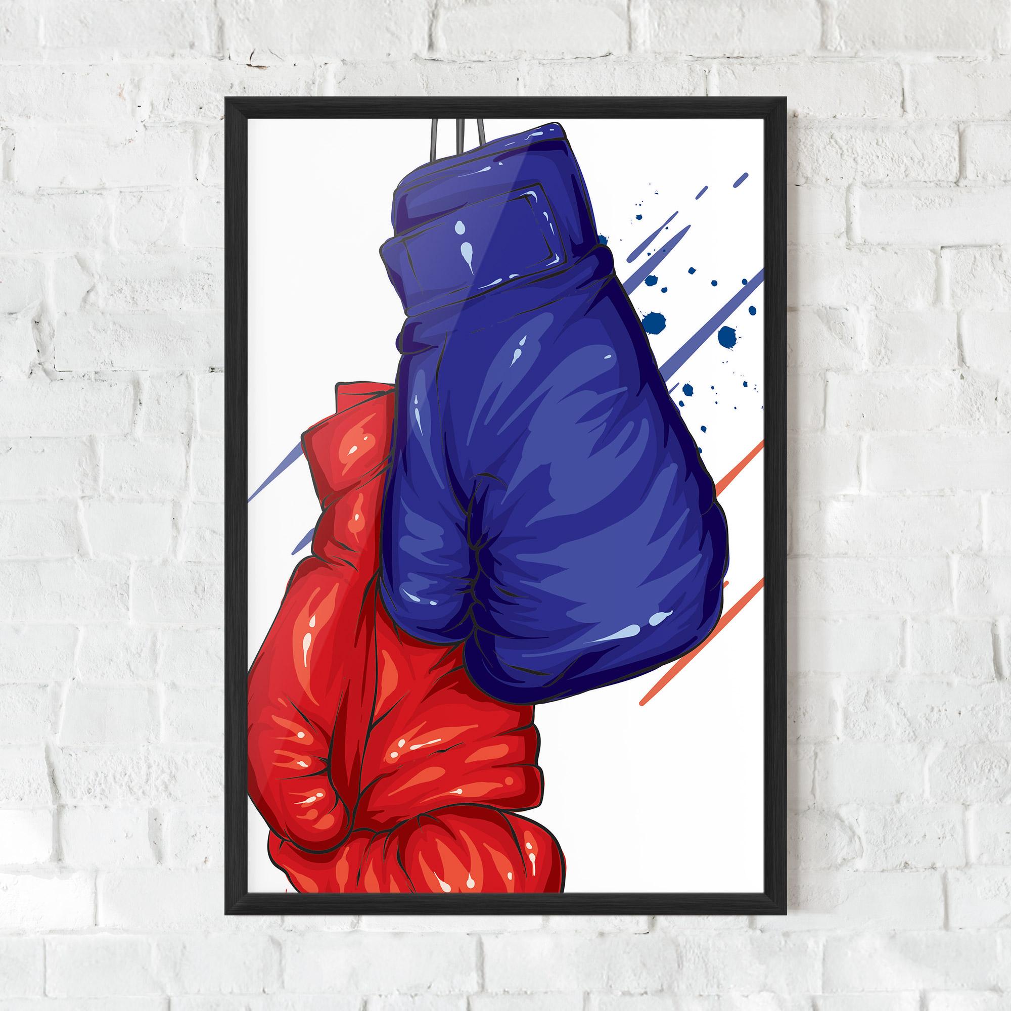 Рамкиран постер Blue Red Gloves mockup 0