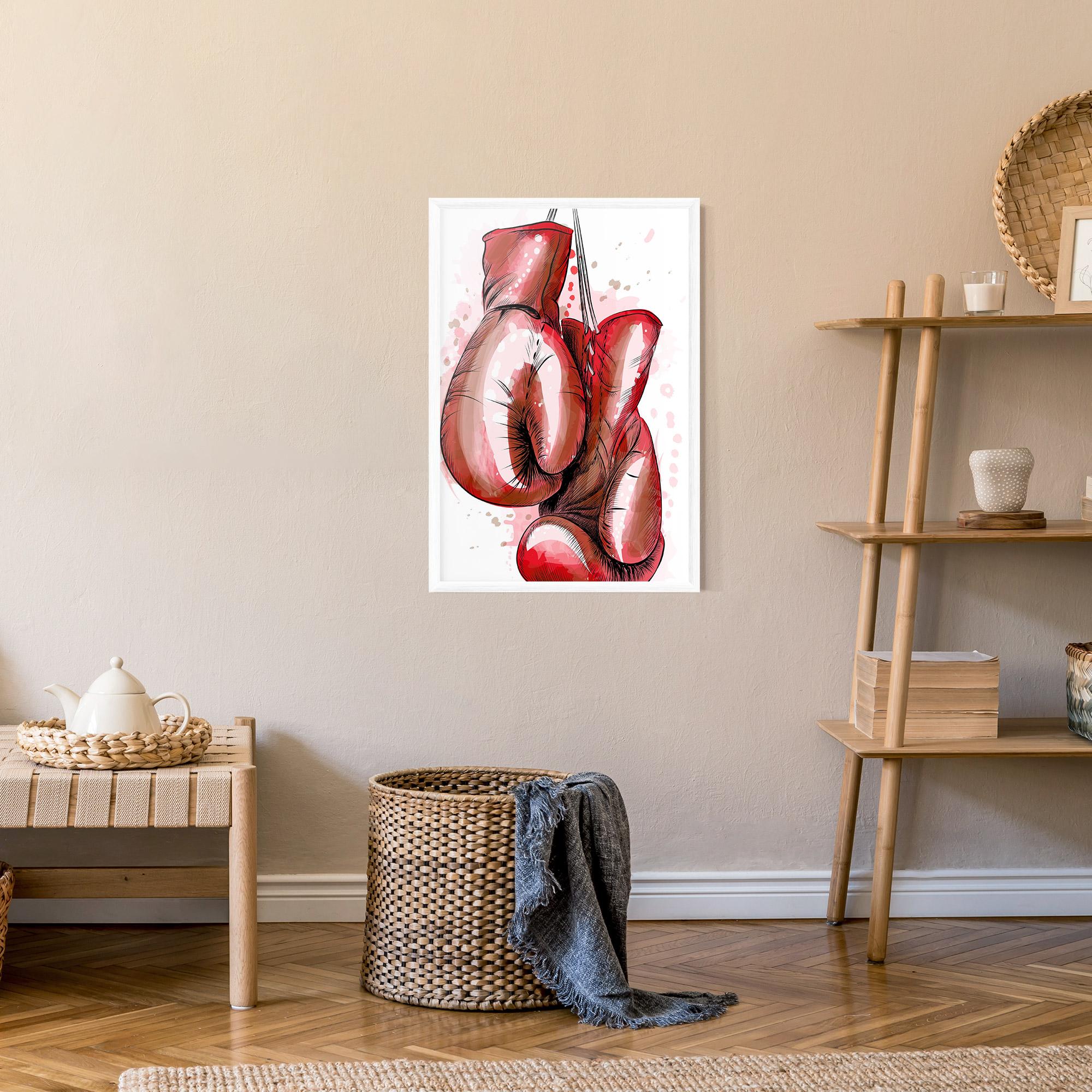 Рамкиран постер Red Painted Gloves mockup 9