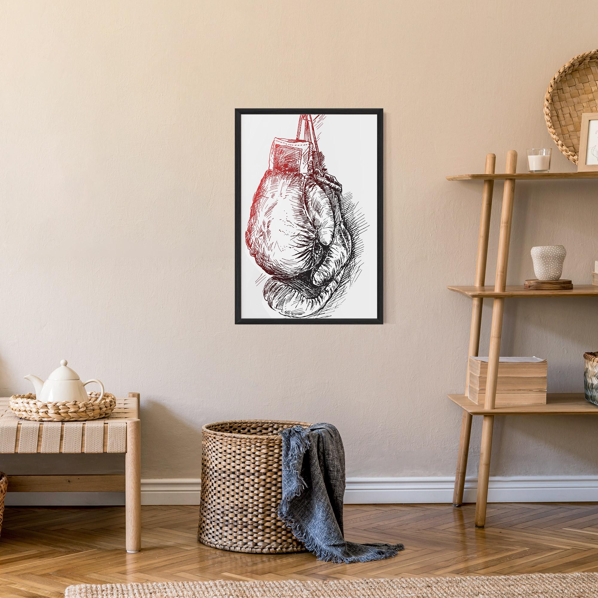 Рамкиран постер Old Boxing Gloves mockup 9