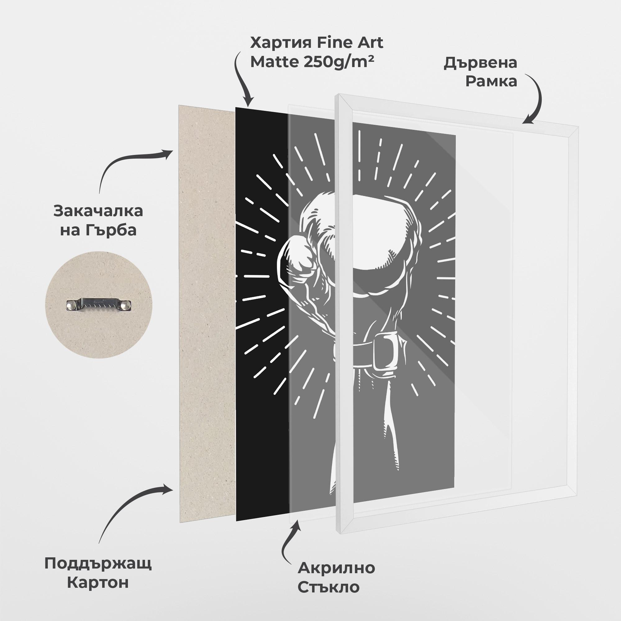 Рамкиран постер Grey Hand Boxing mockup 1