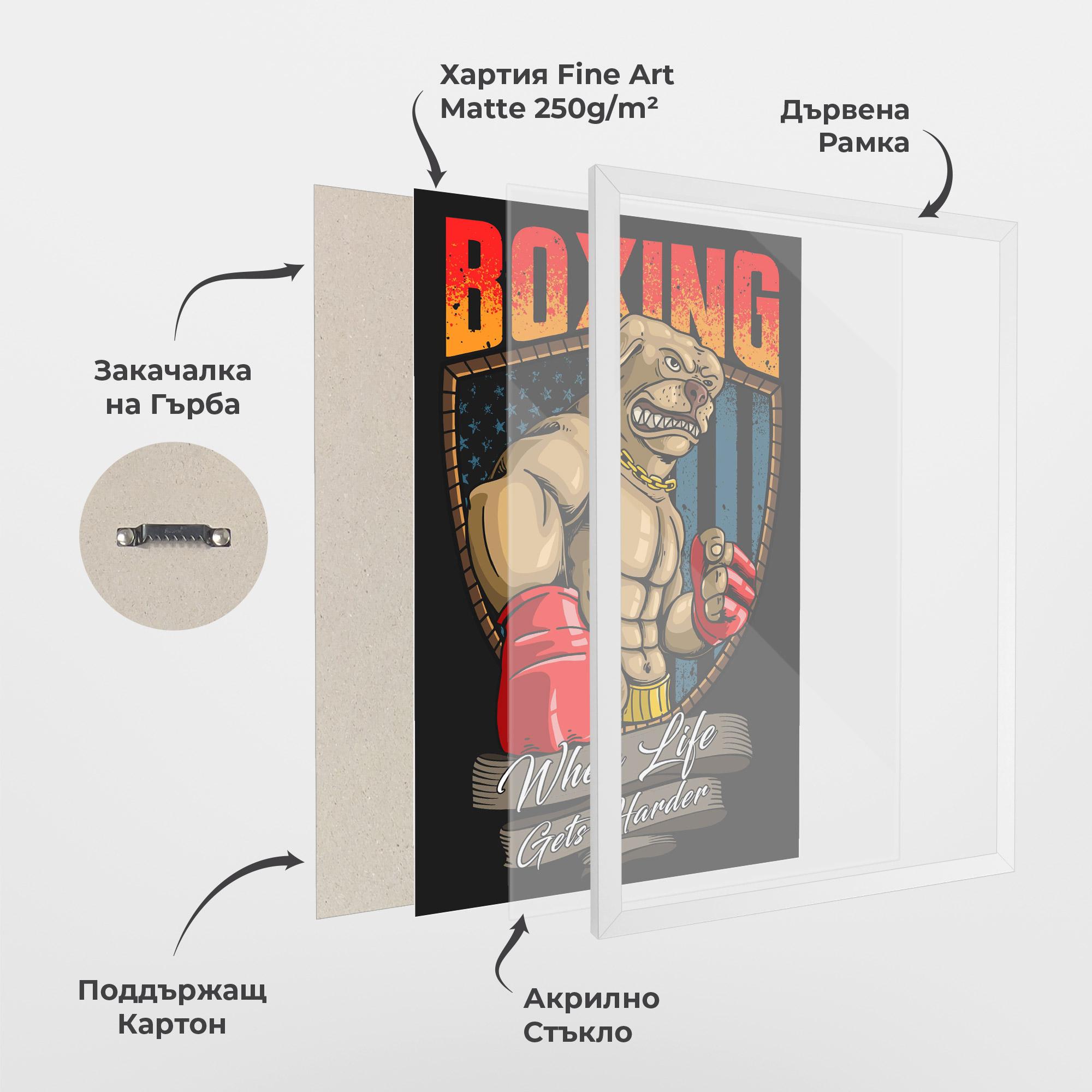 Рамкиран постер Pitbull Boxer mockup 1