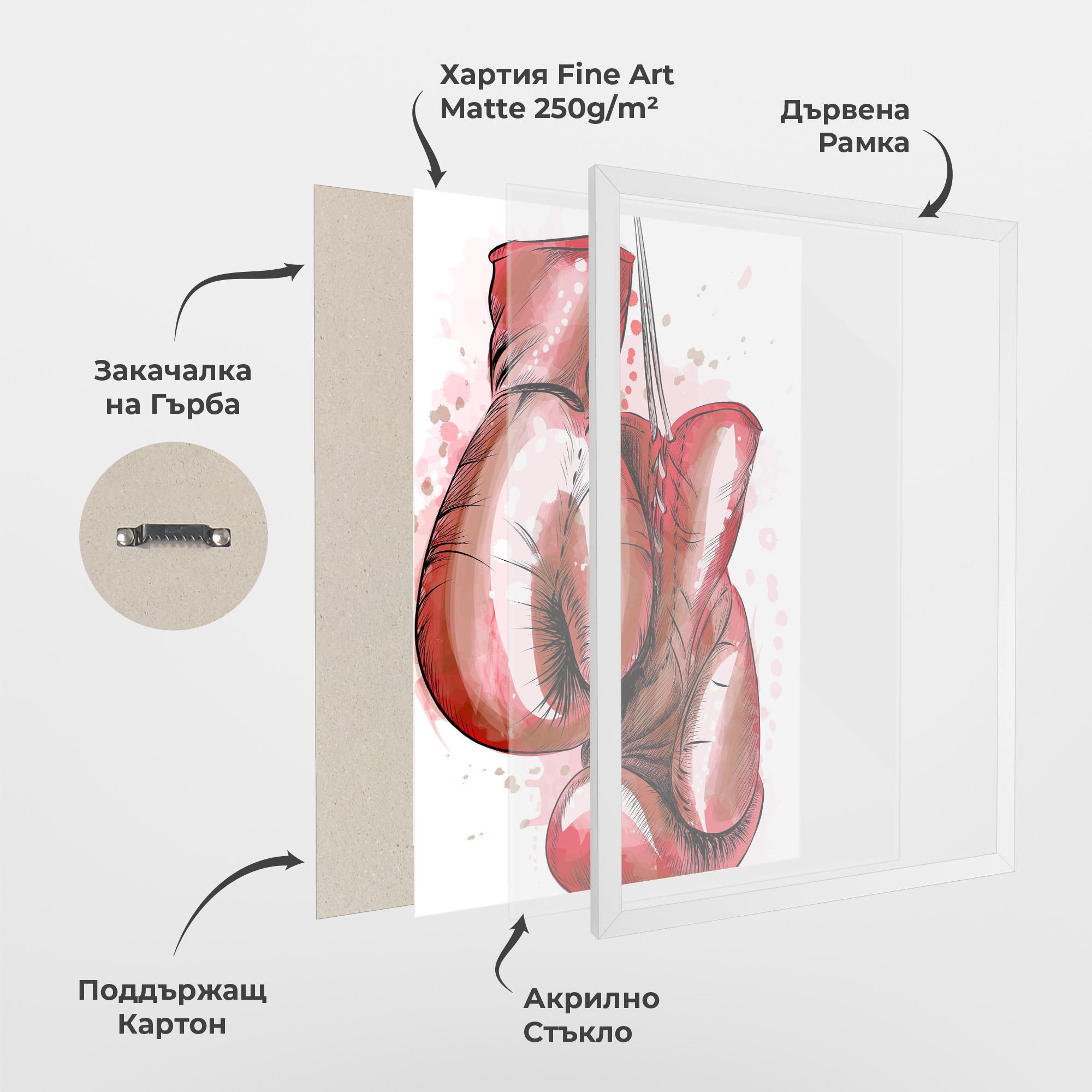 Рамкиран постер Red Painted Gloves mockup 1