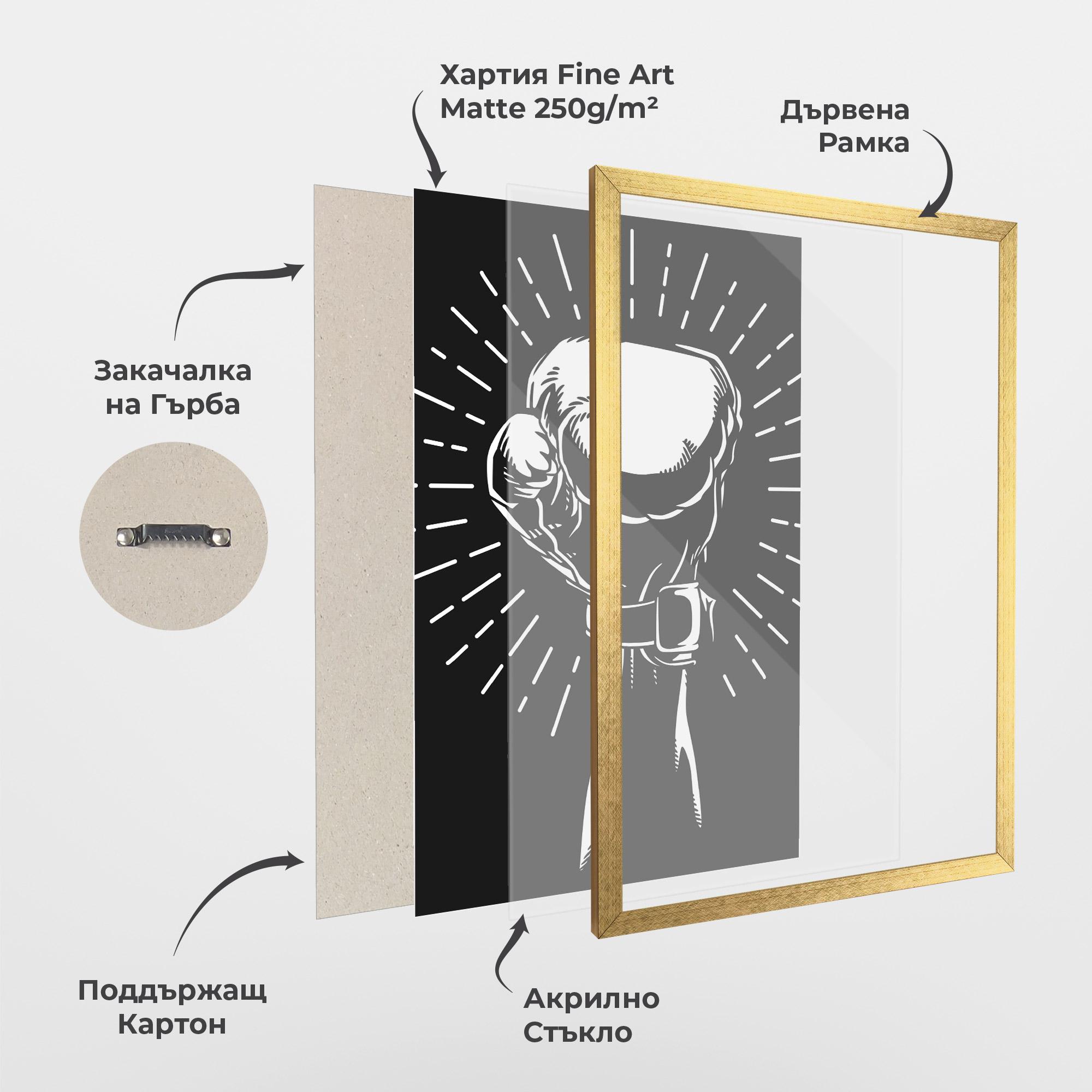 Рамкиран постер Grey Hand Boxing mockup 1