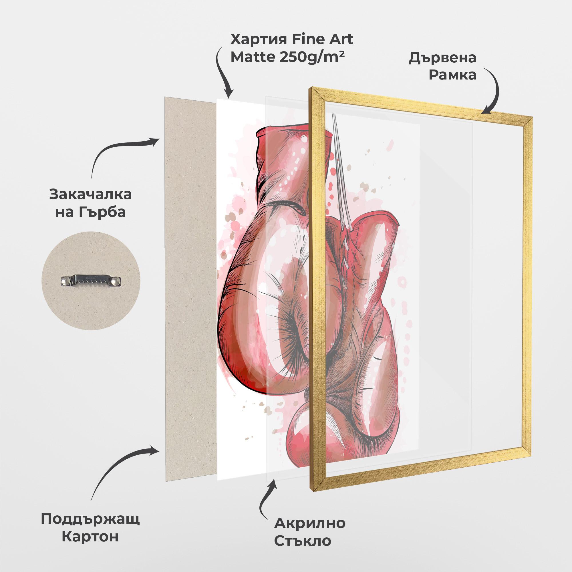 Рамкиран постер Red Painted Gloves mockup 1