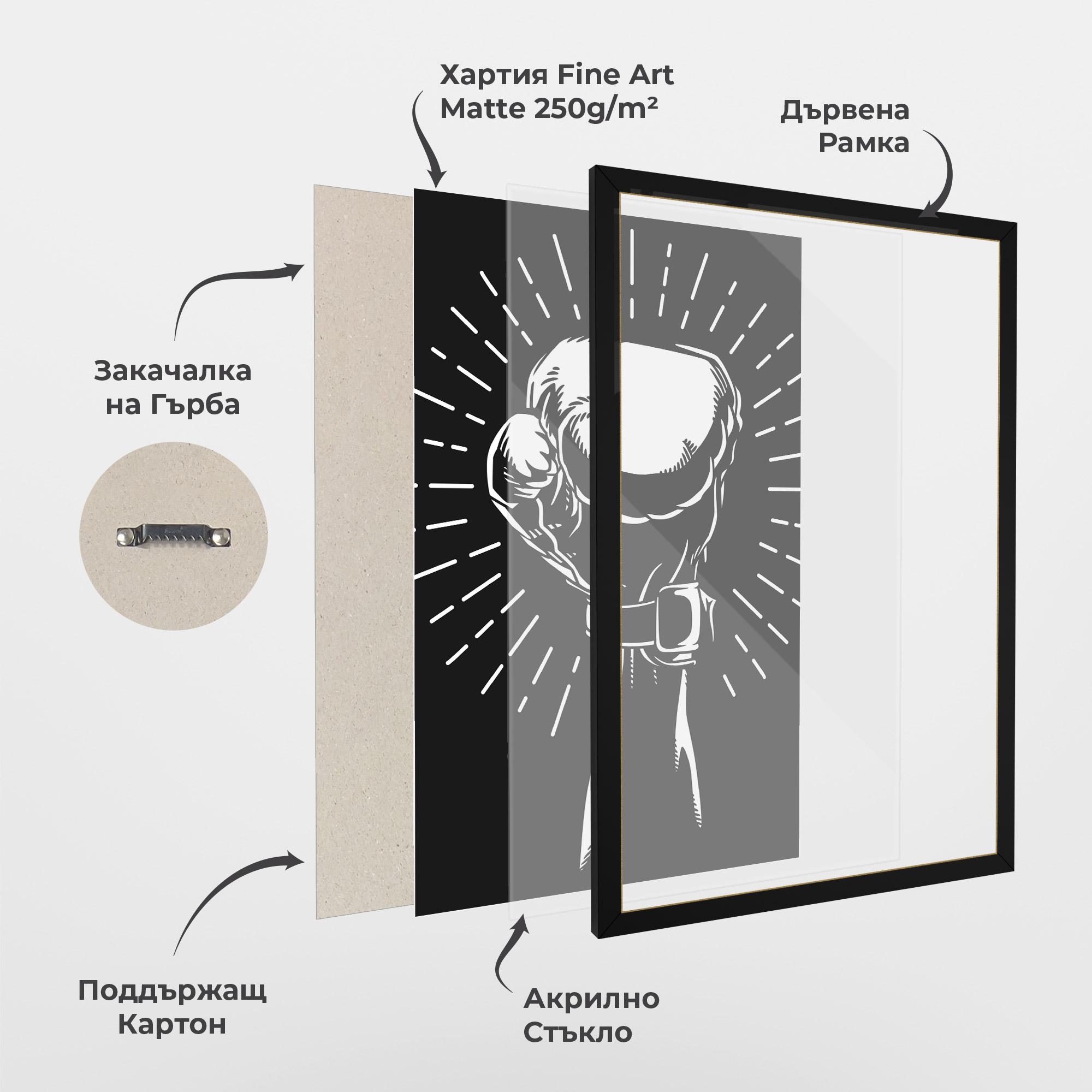 Рамкиран постер Grey Hand Boxing mockup 1