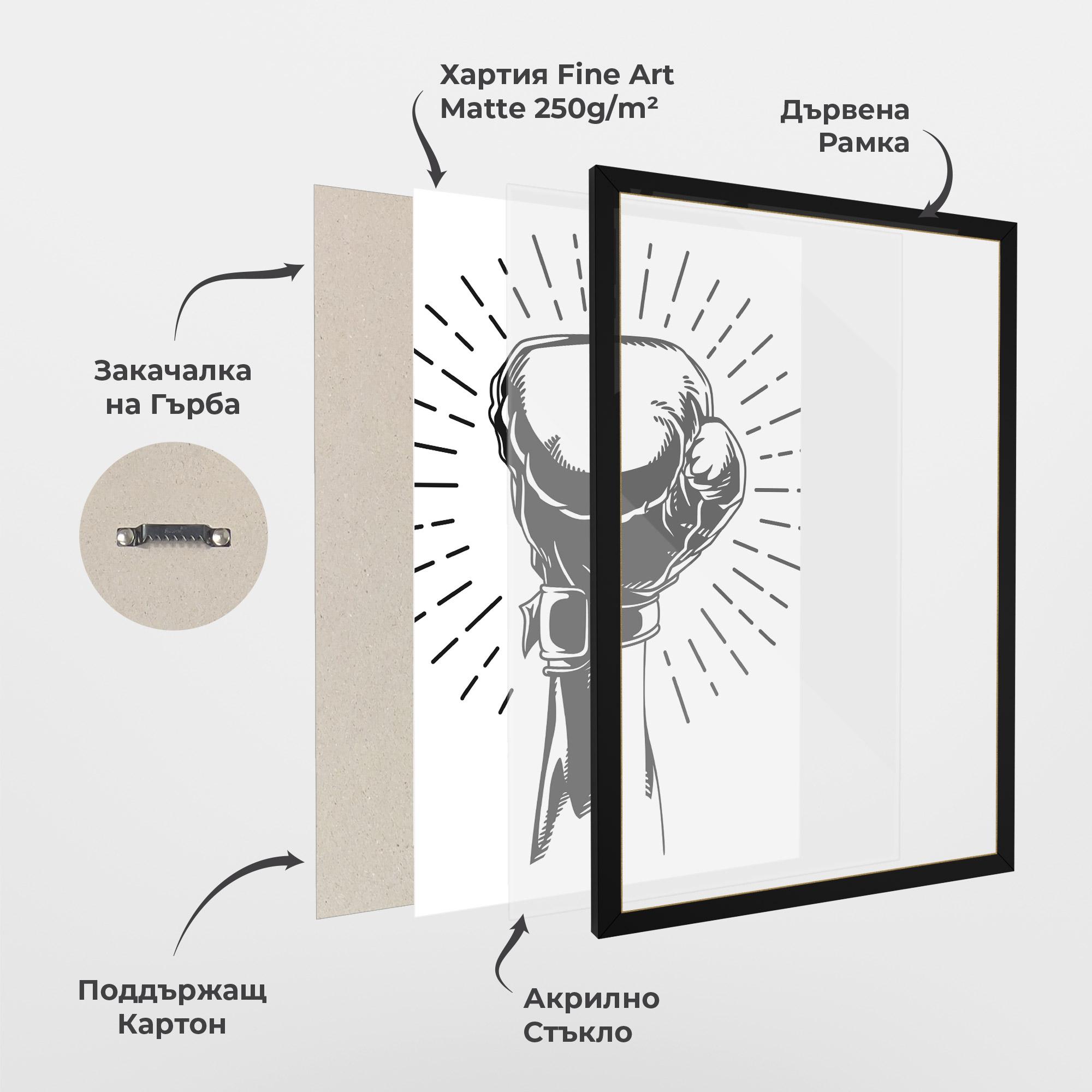 Рамкиран постер White Hand Boxing mockup 1