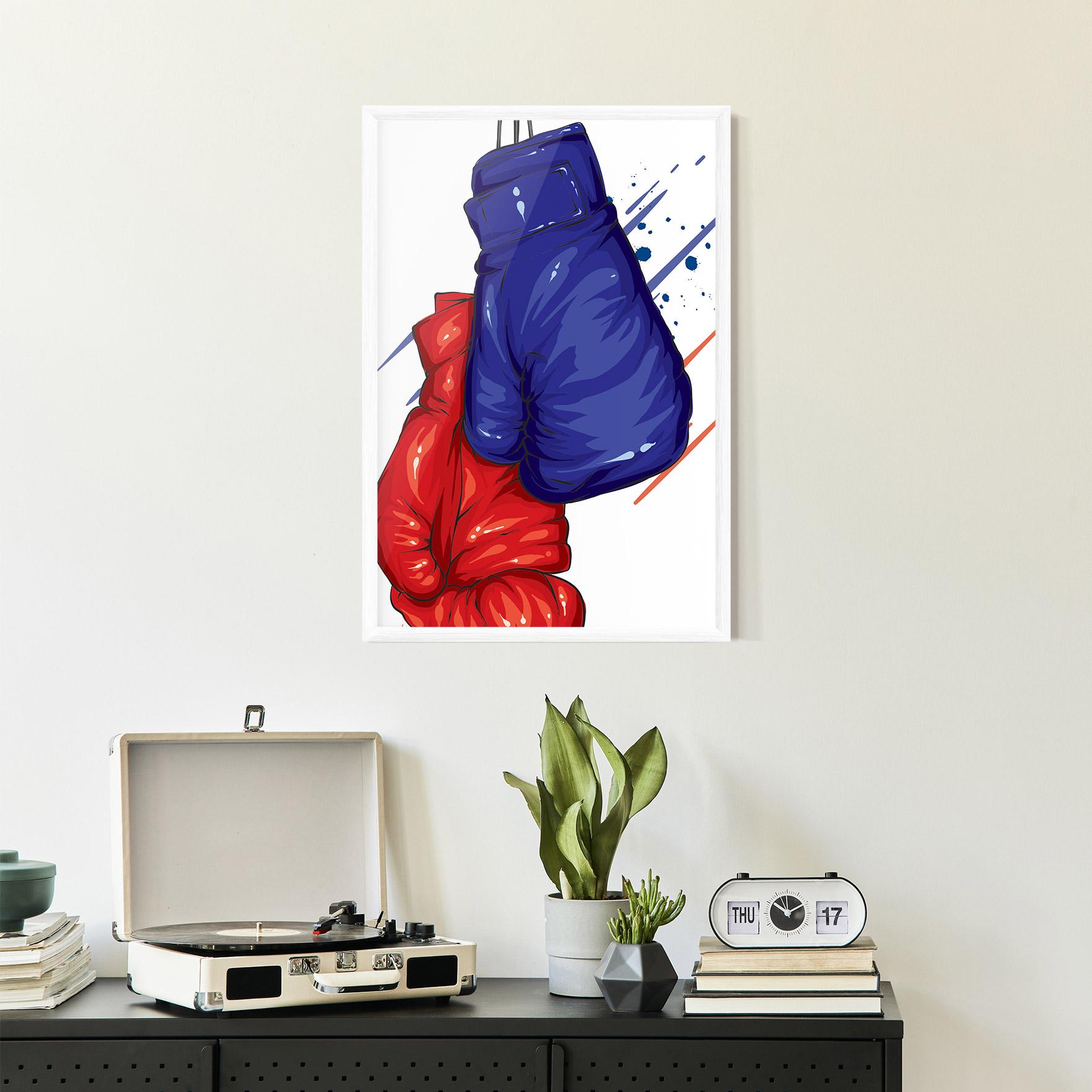 Рамкиран постер Blue Red Gloves mockup 2