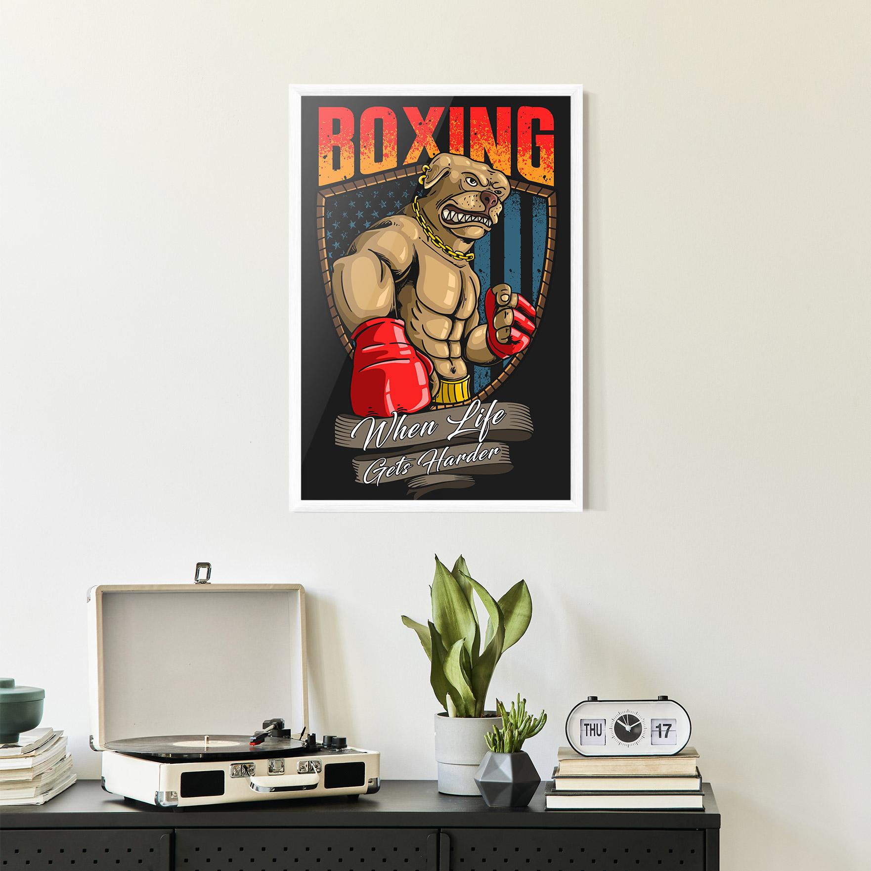 Рамкиран постер Pitbull Boxer mockup 2