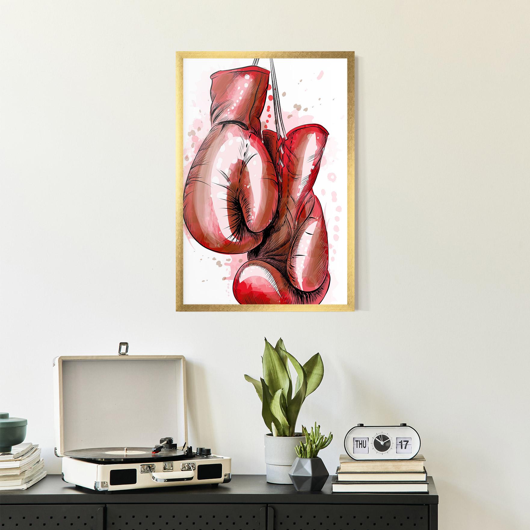 Рамкиран постер Red Painted Gloves mockup 2