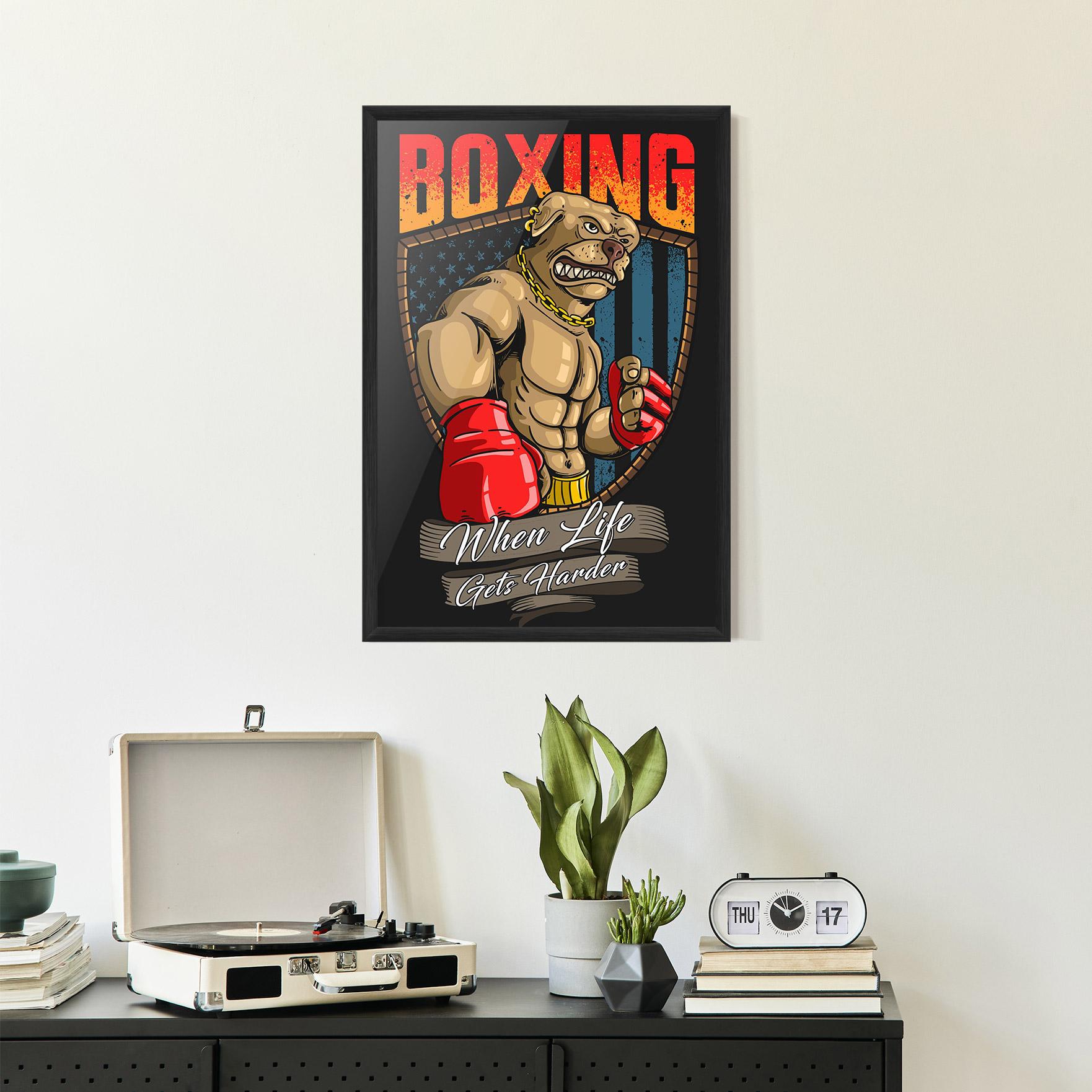 Рамкиран постер Pitbull Boxer mockup 2