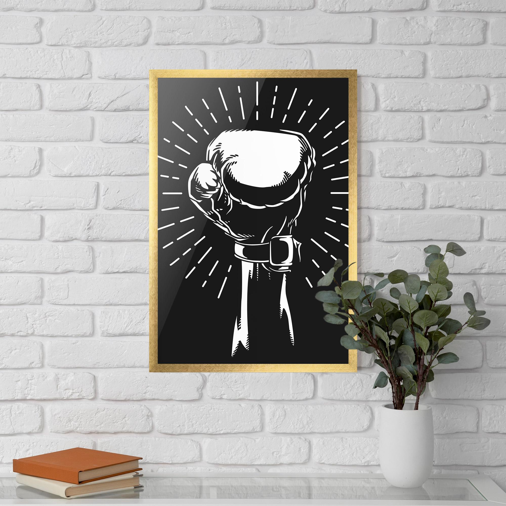 Рамкиран постер Grey Hand Boxing mockup 5