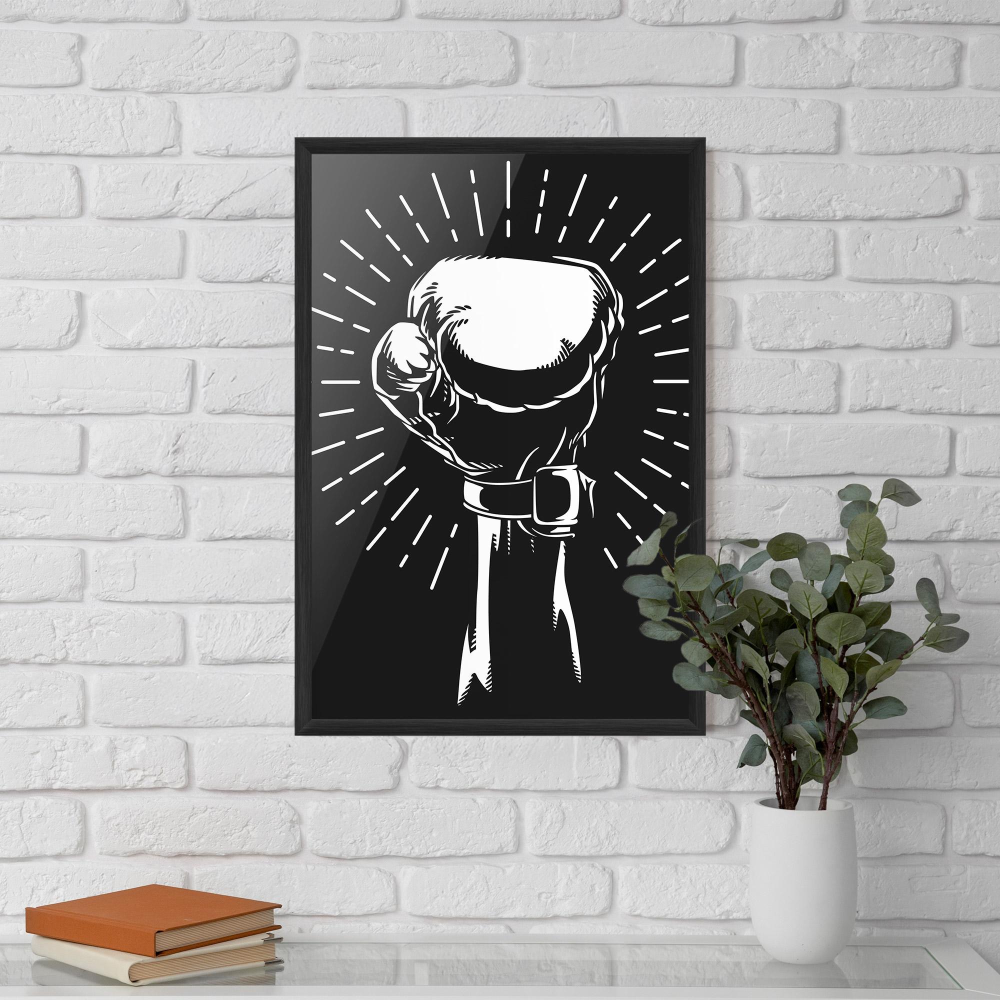 Рамкиран постер Grey Hand Boxing mockup 5