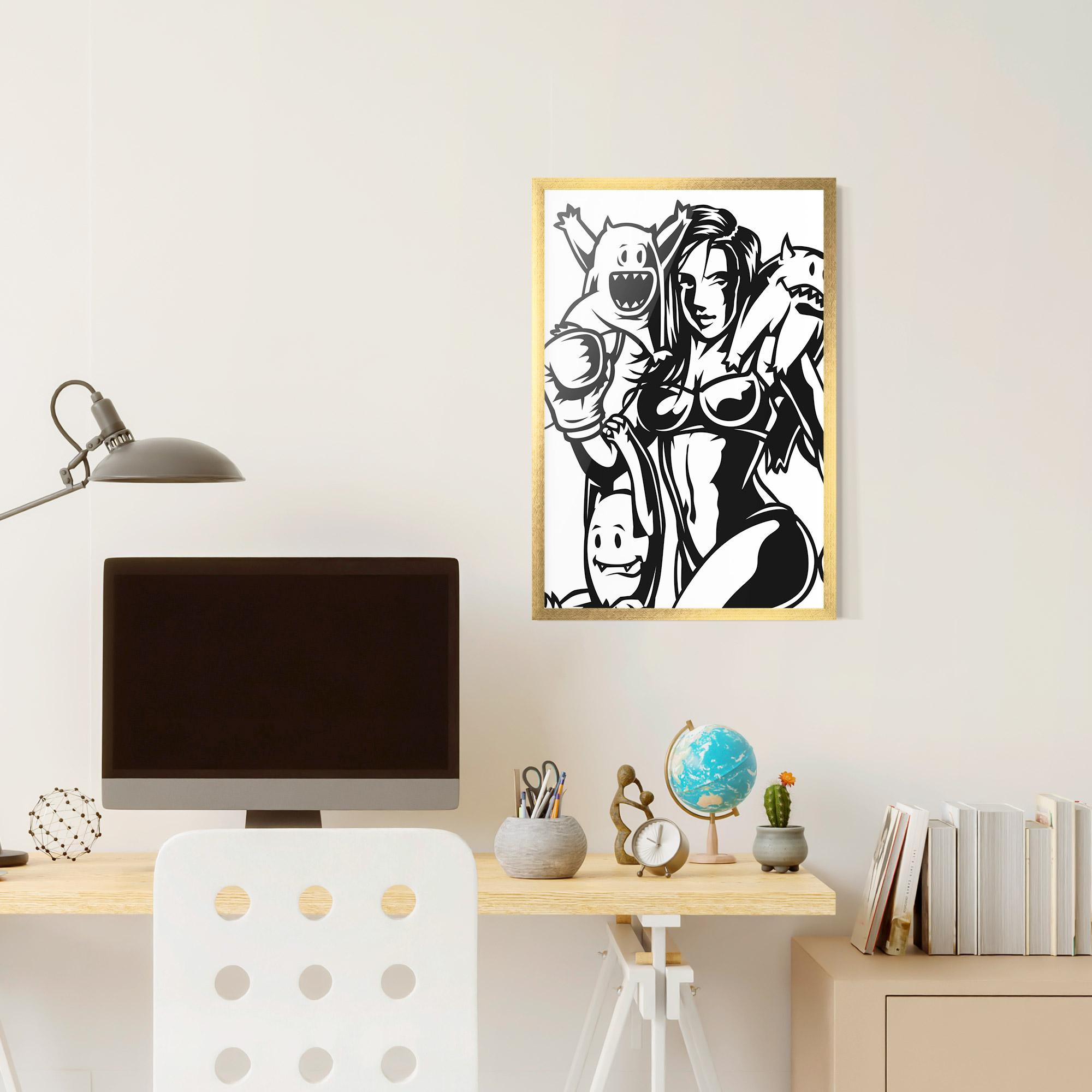 Рамкиран постер Woman Boxing mockup 6