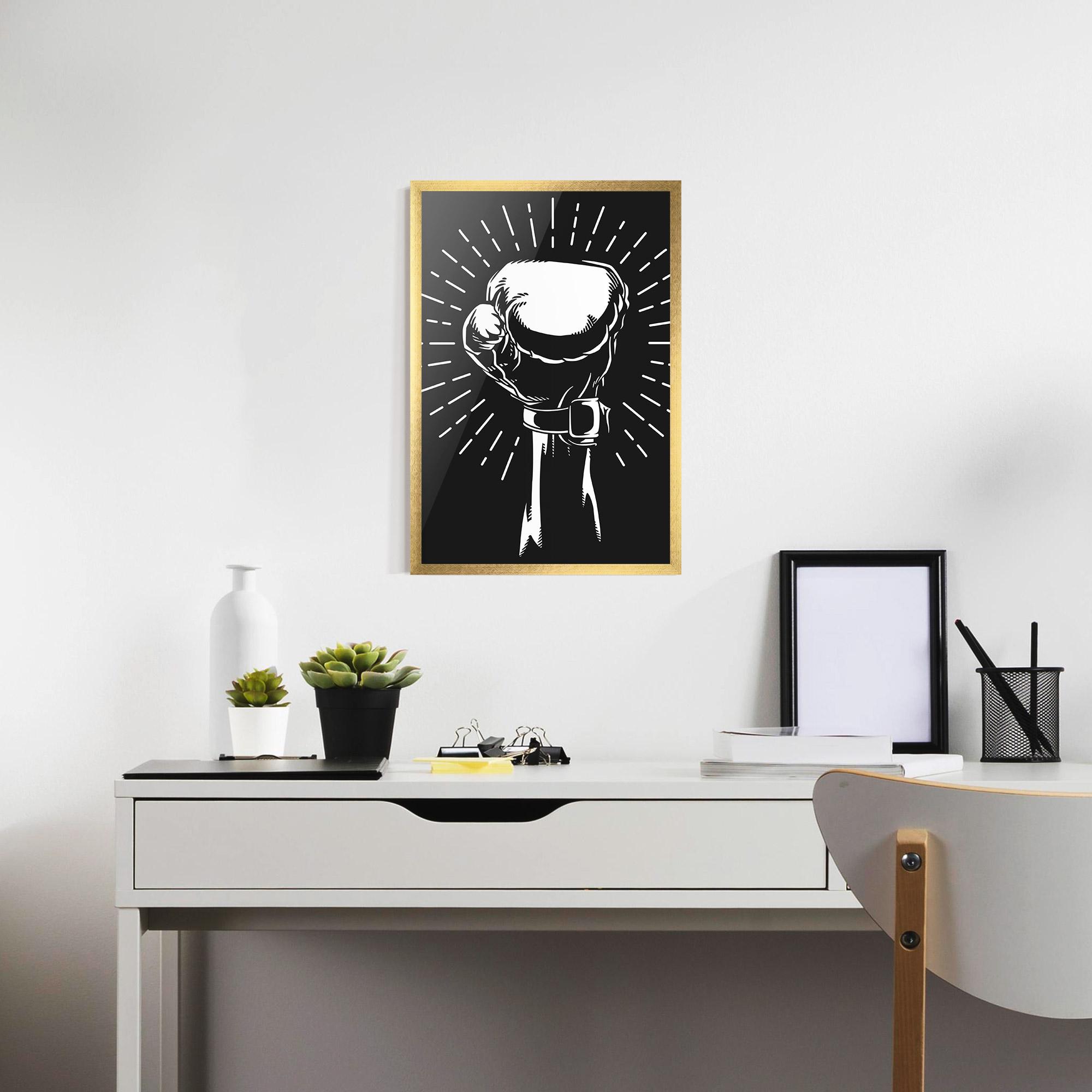 Рамкиран постер Grey Hand Boxing mockup 7