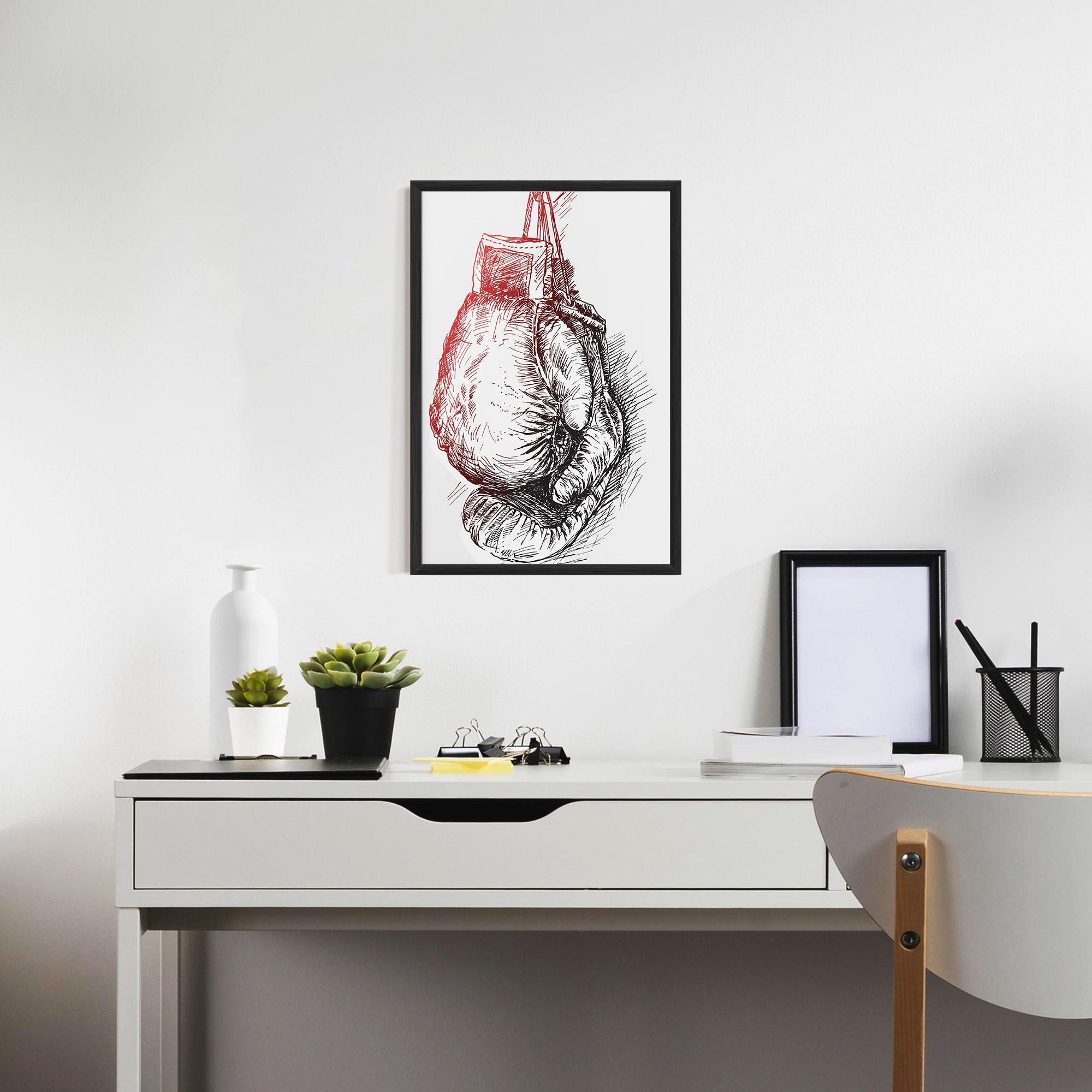 Рамкиран постер Old Boxing Gloves mockup 7