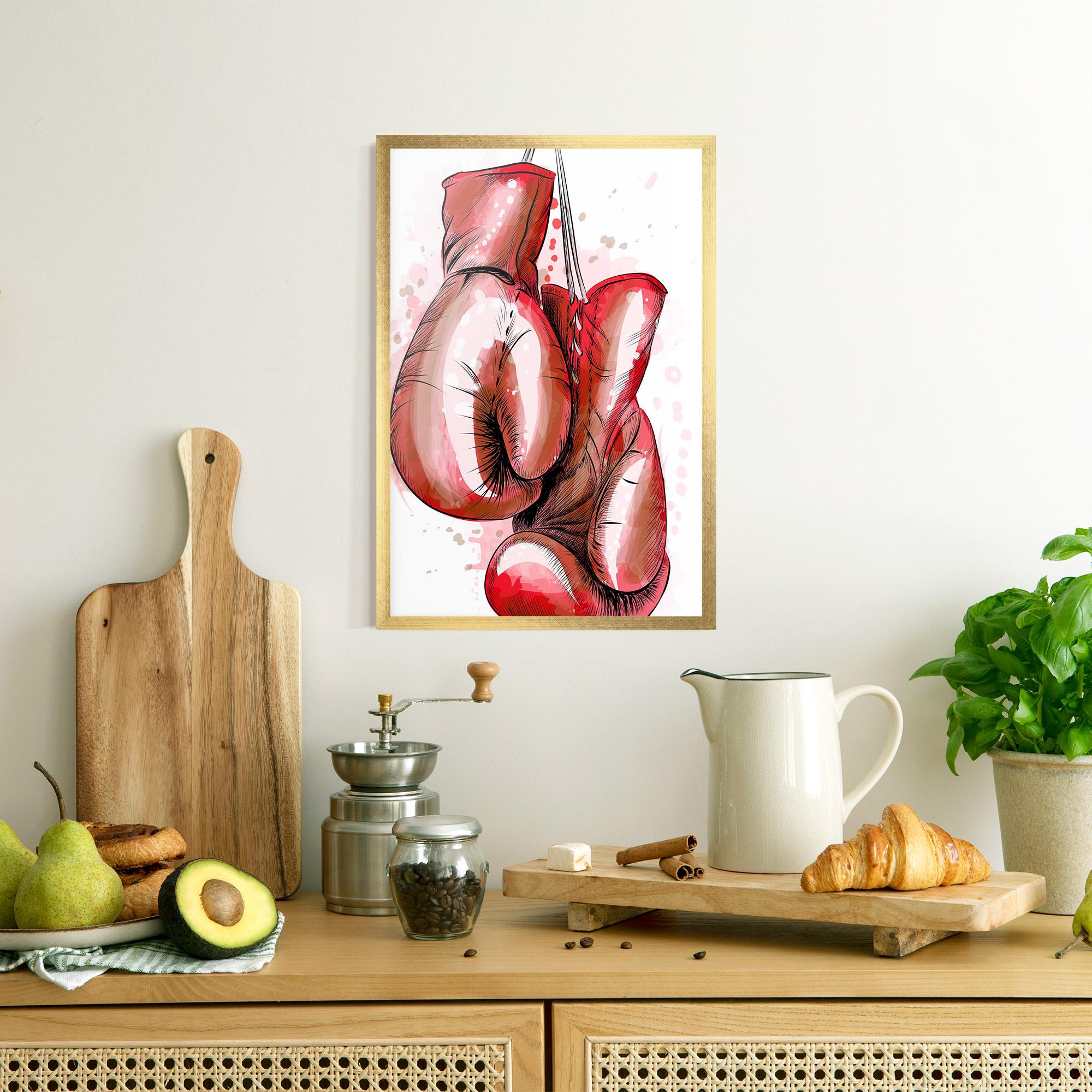 Рамкиран постер Red Painted Gloves mockup 8