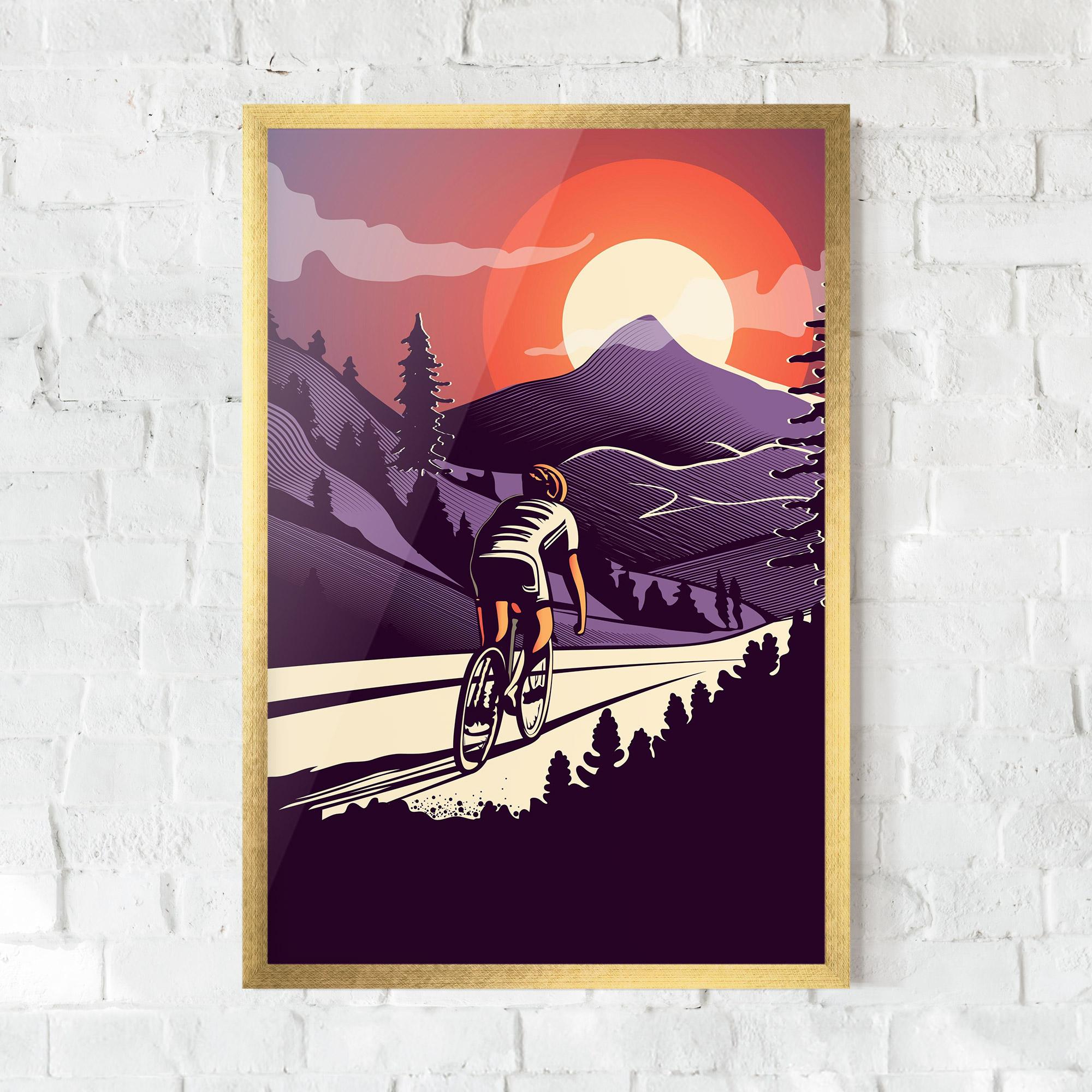 Рамкиран постер Cycling Sunset mockup 0