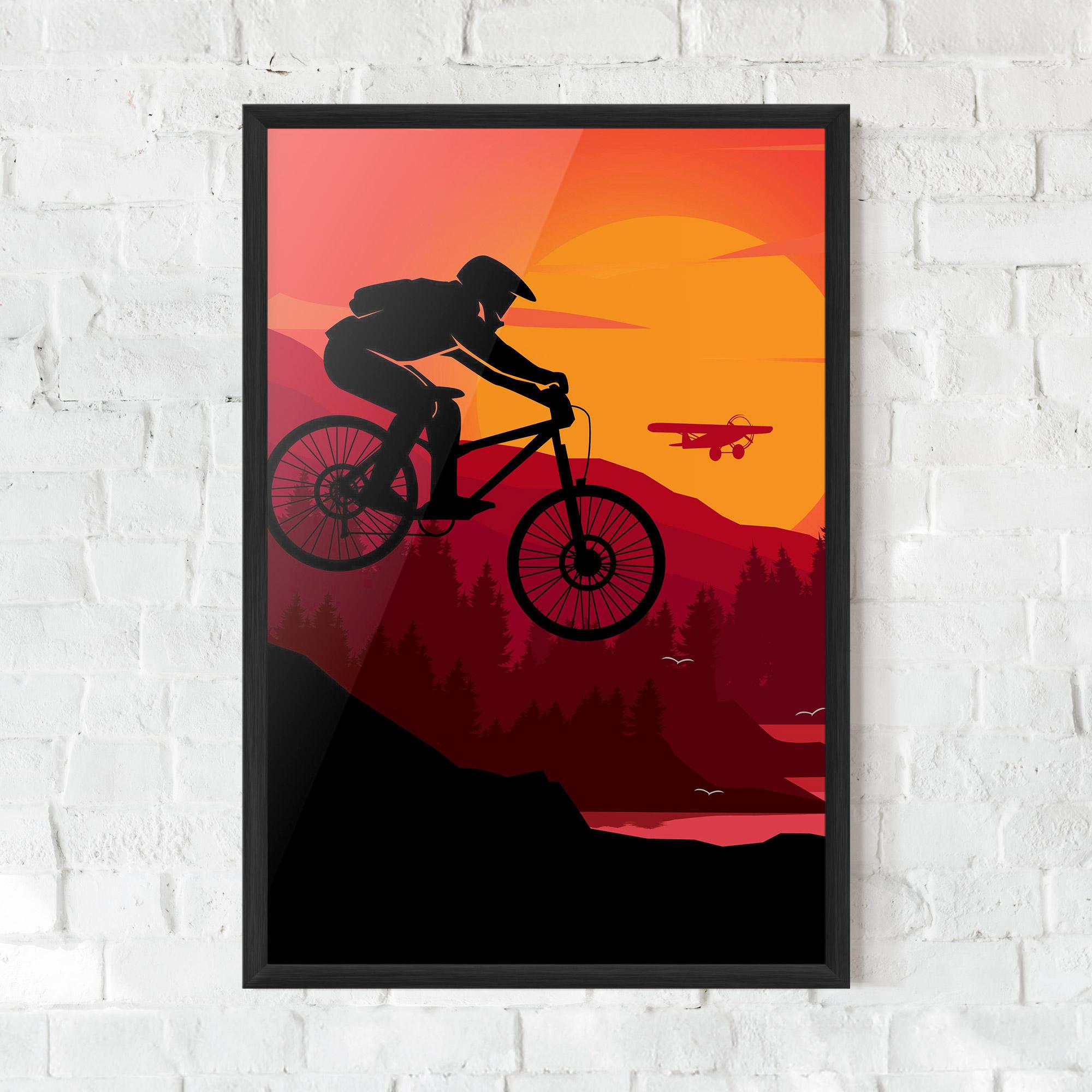 Рамкиран постер Mountain Bike Sunset mockup 0