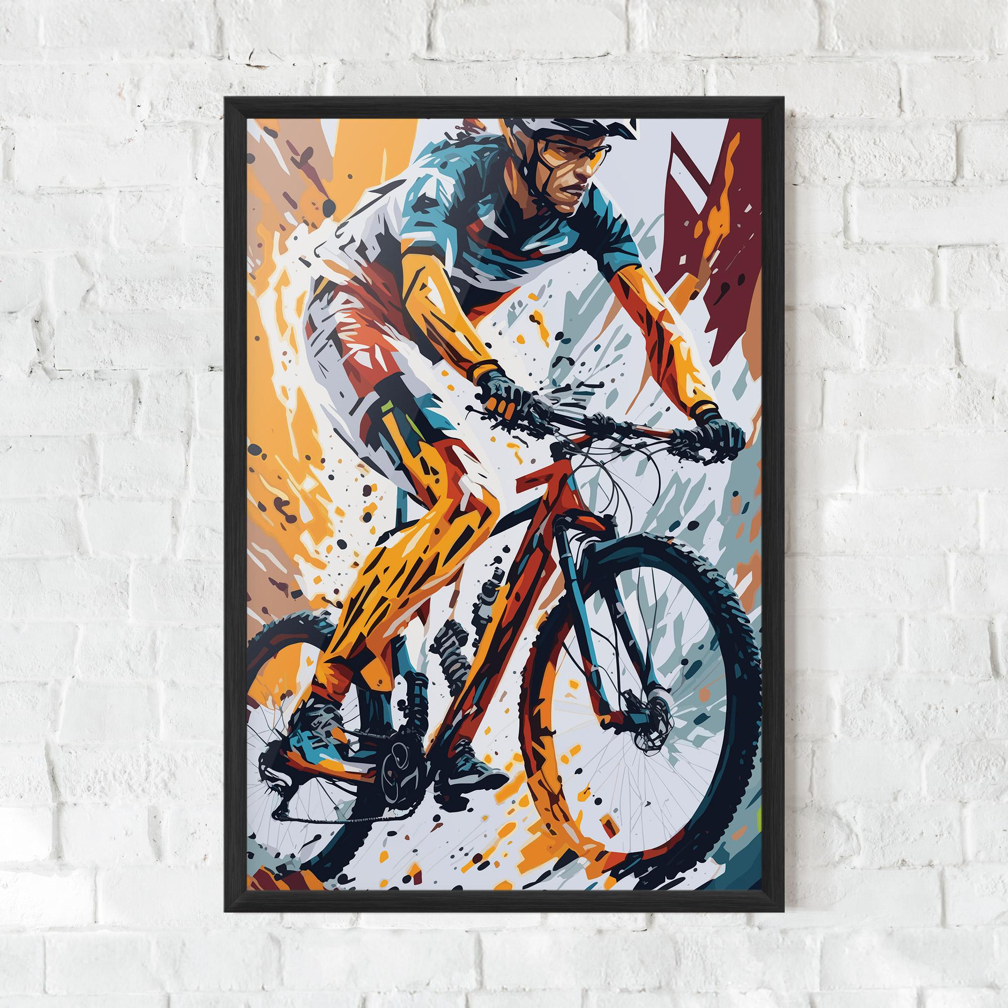 Рамкиран постер Orange Bike Art mockup 0