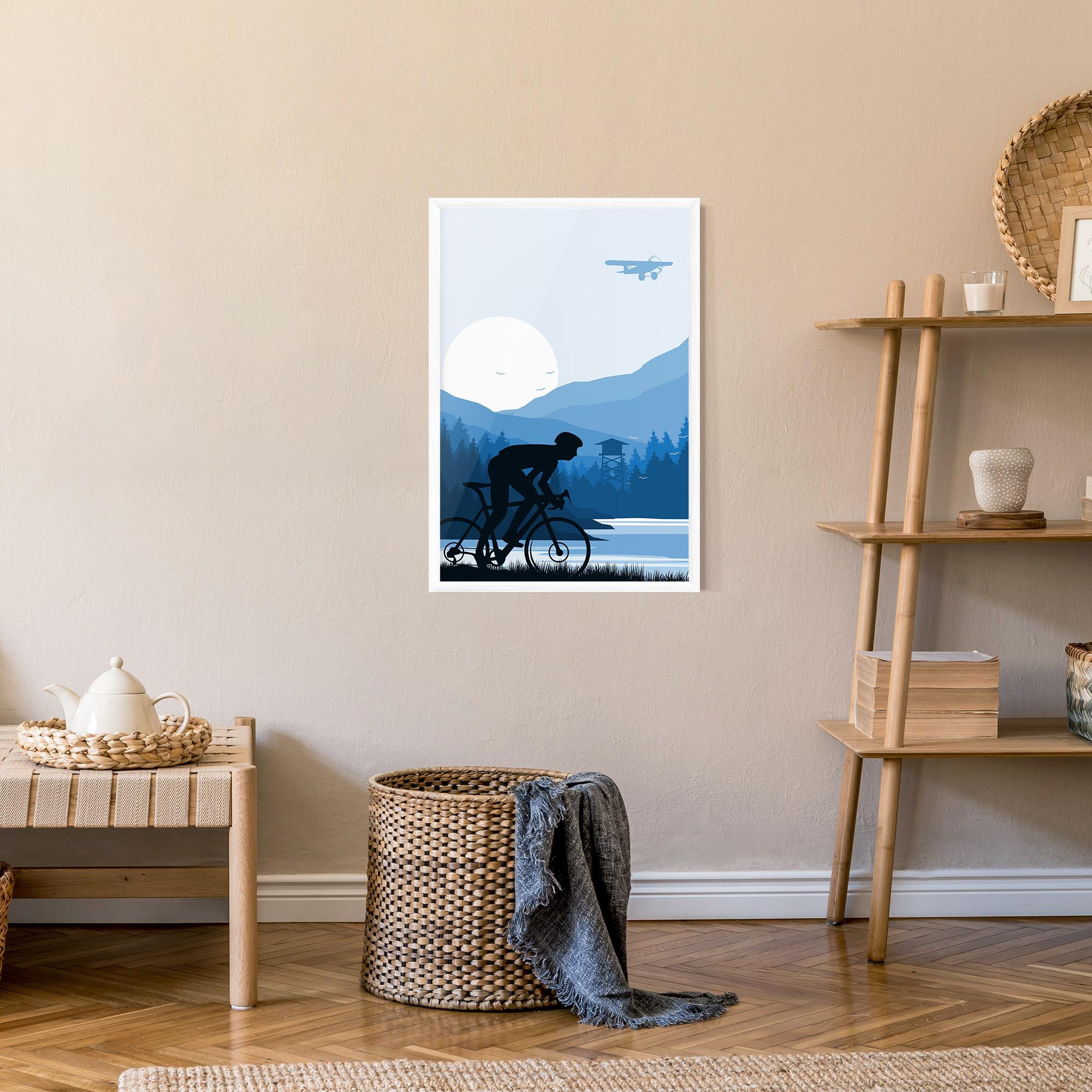 Рамкиран постер Blue Light Bike mockup 9