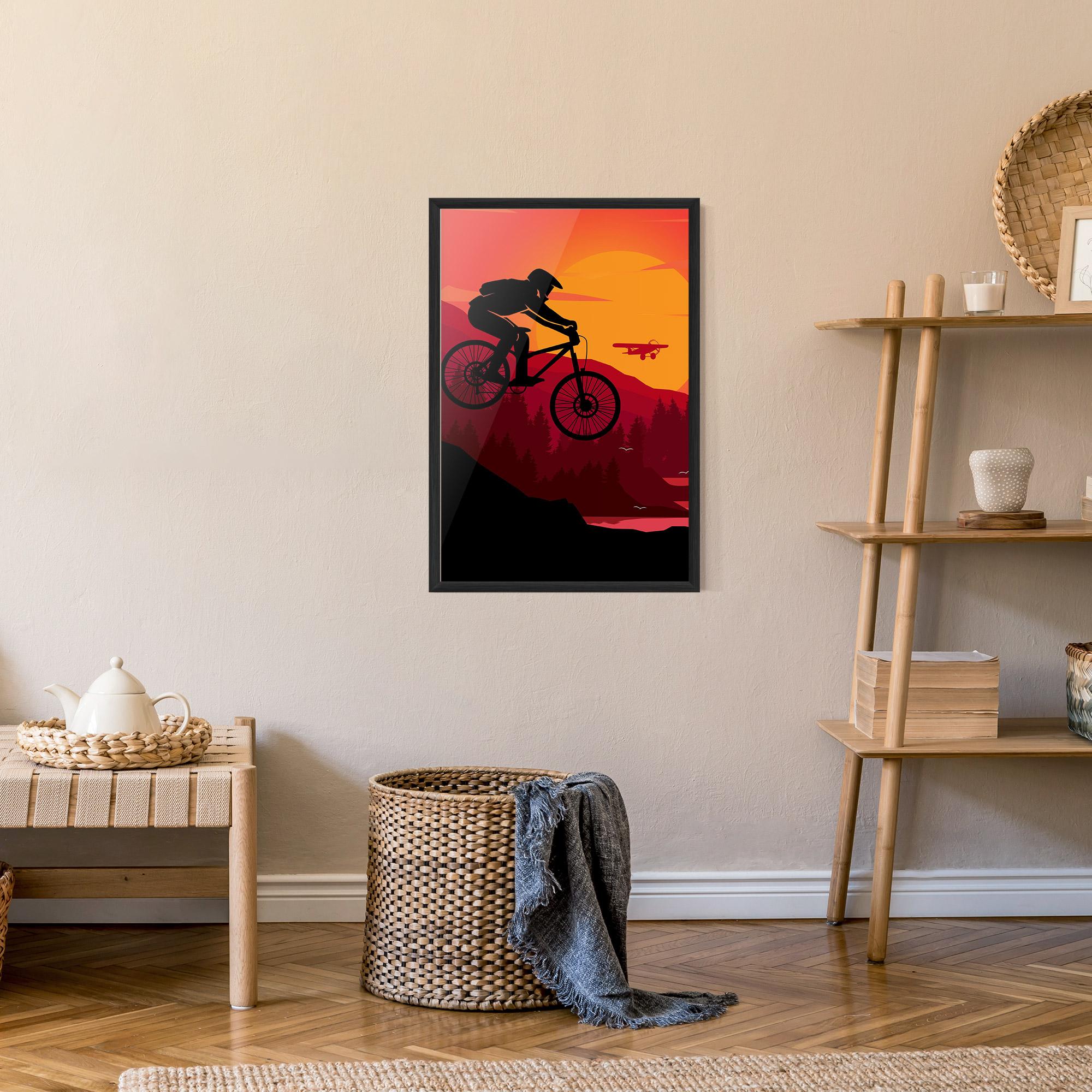 Рамкиран постер Mountain Bike Sunset mockup 9