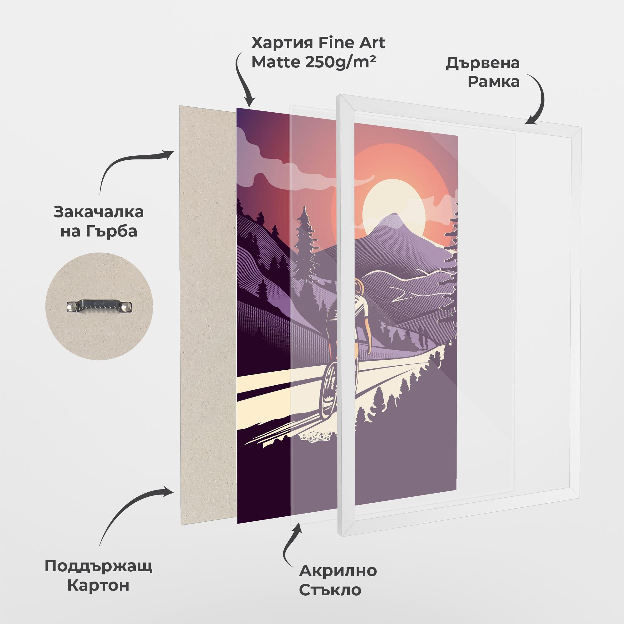 Рамкиран постер Cycling Sunset mockup 1