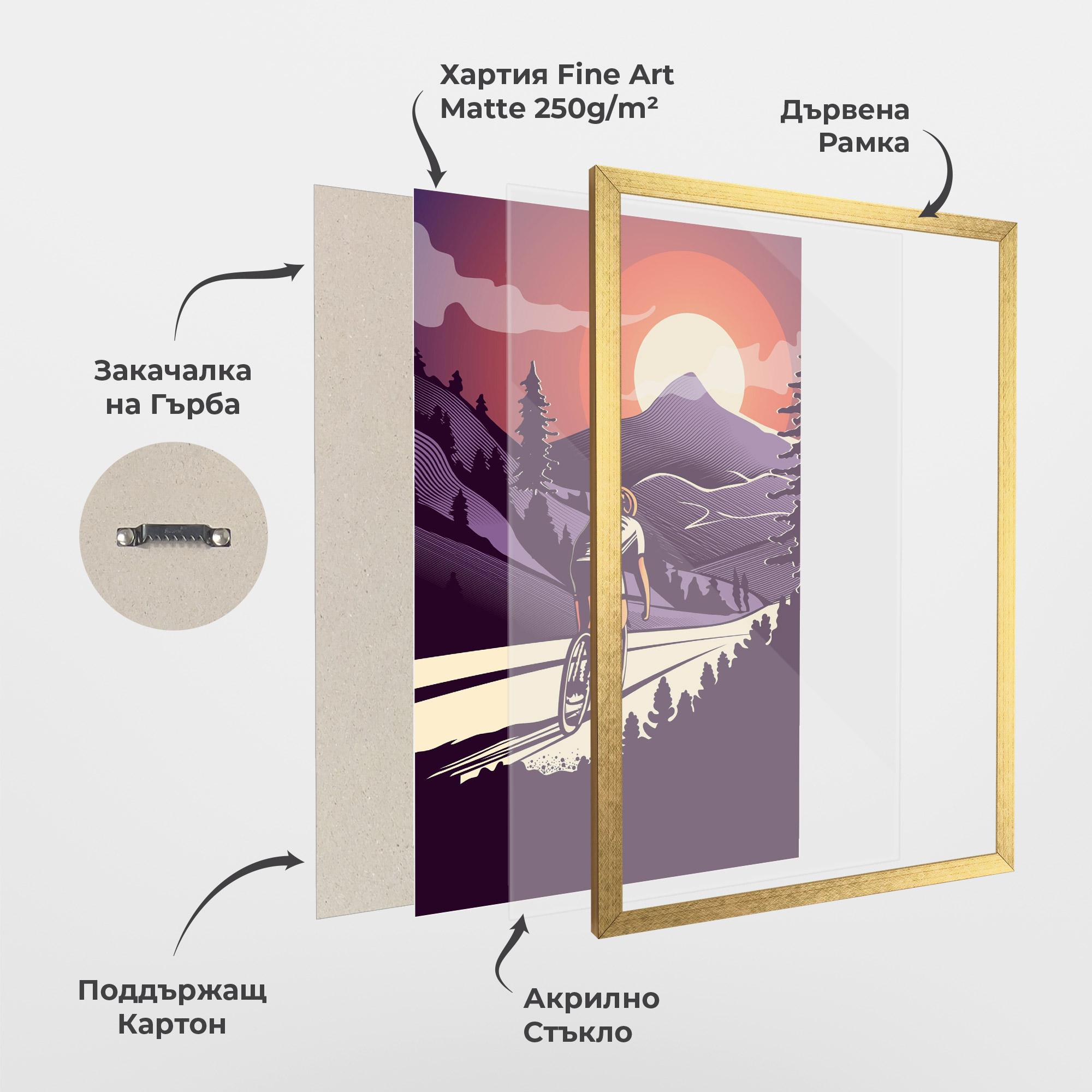 Рамкиран постер Cycling Sunset mockup 1