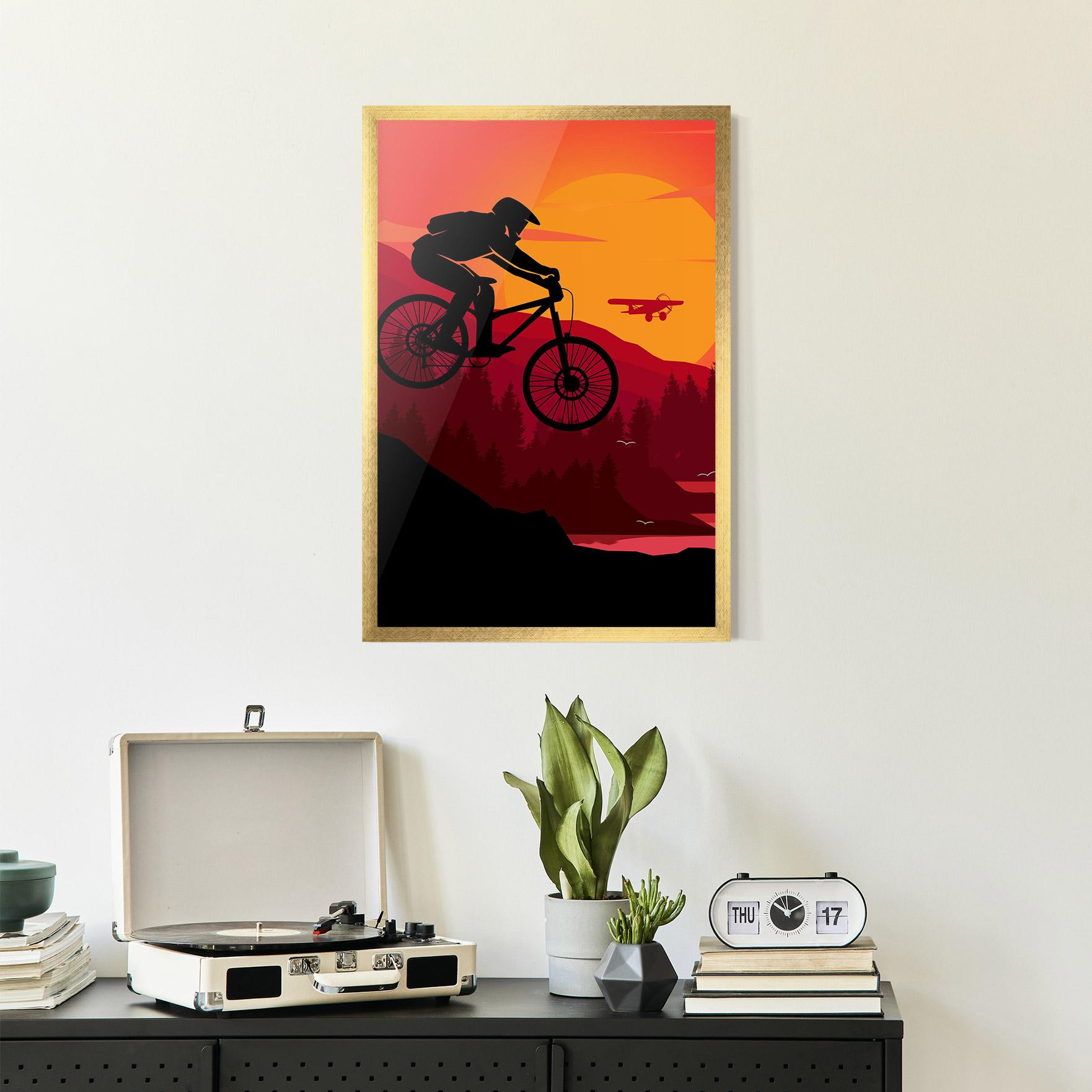 Рамкиран постер Mountain Bike Sunset mockup 2