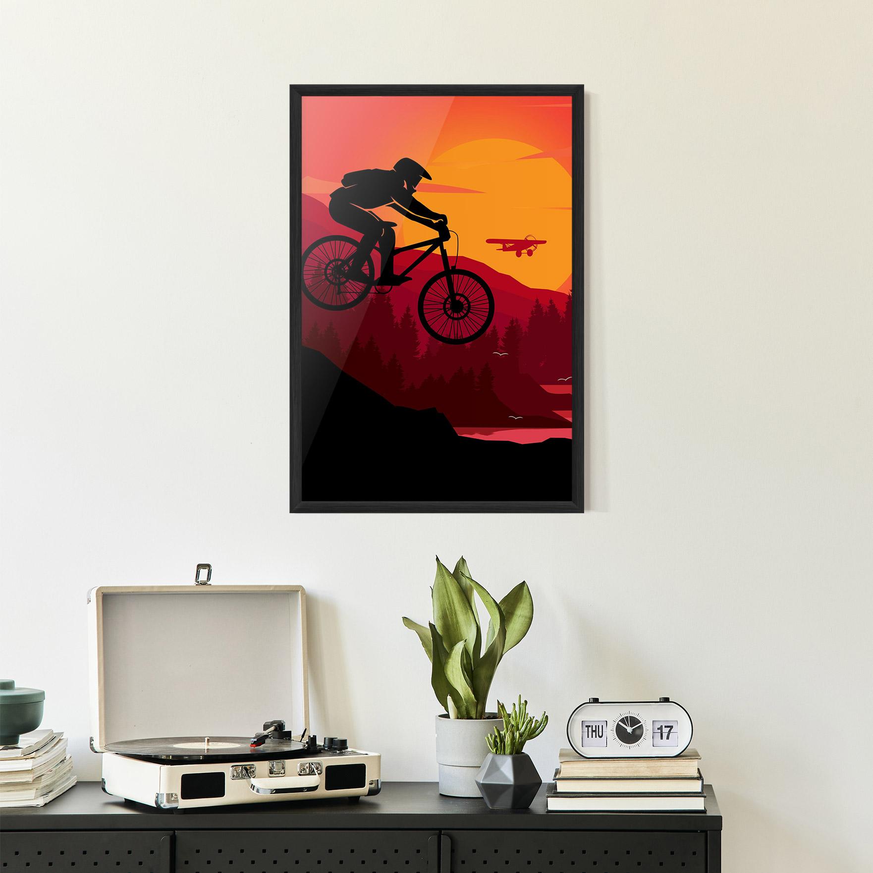 Рамкиран постер Mountain Bike Sunset mockup 2