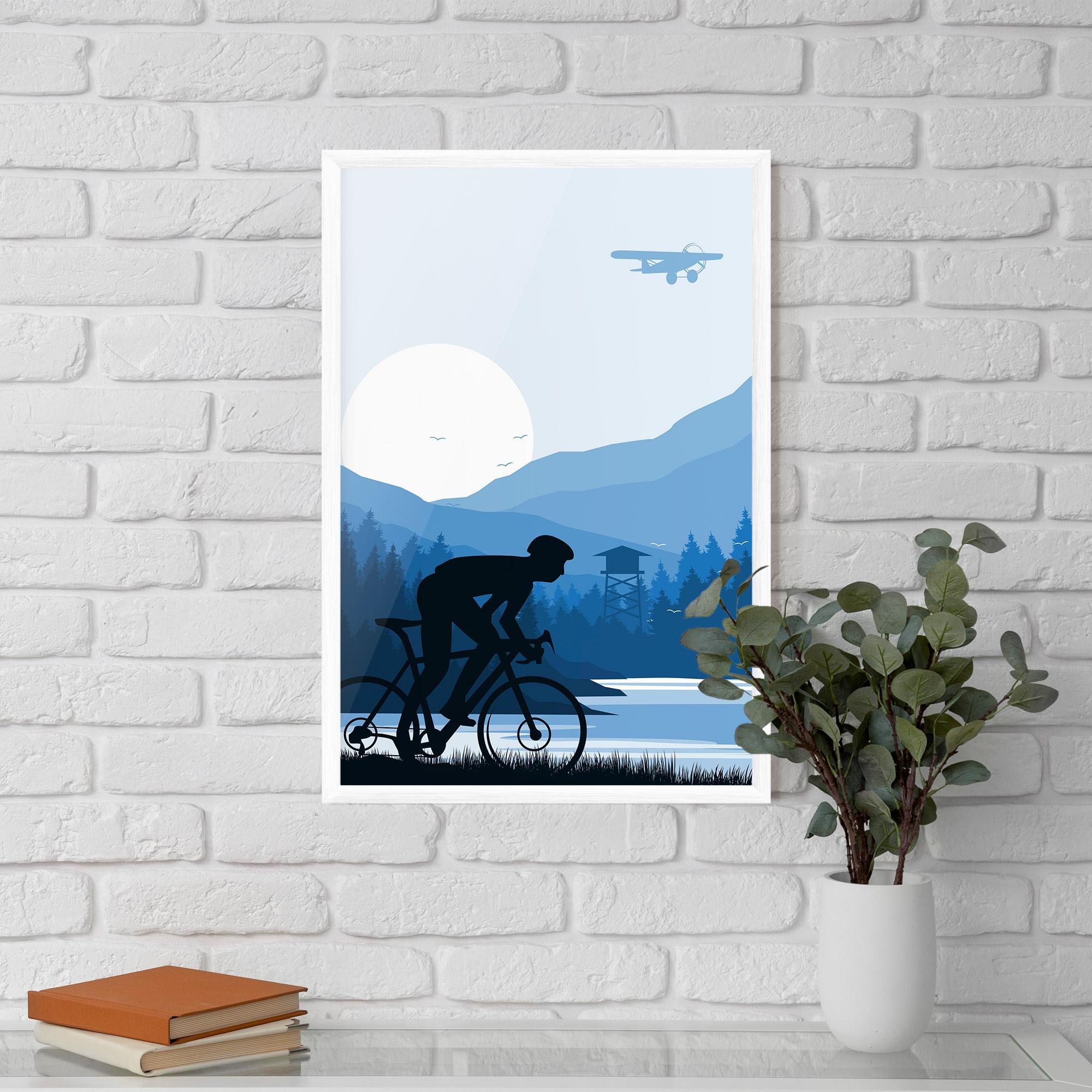 Рамкиран постер Blue Light Bike mockup 5