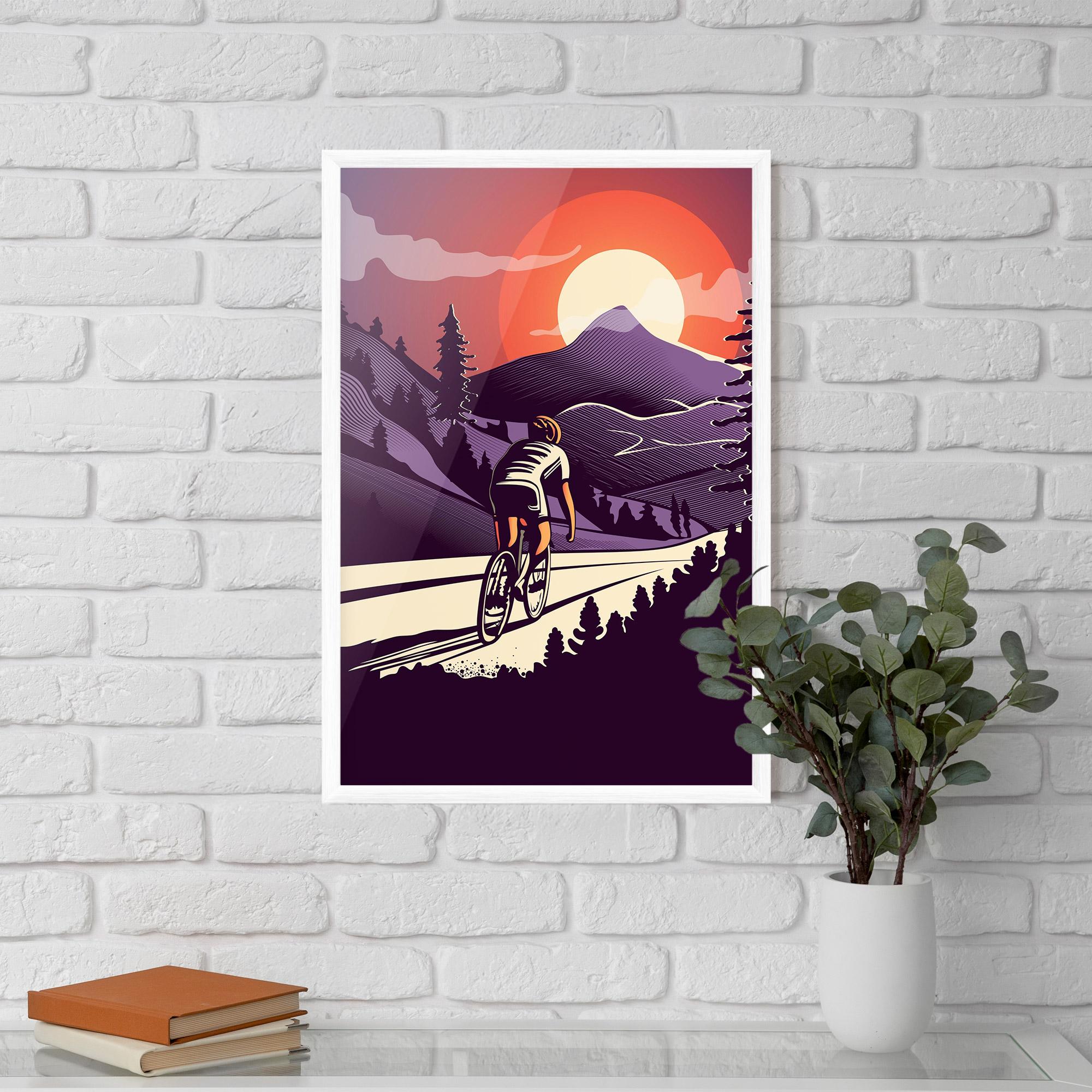 Рамкиран постер Cycling Sunset mockup 5