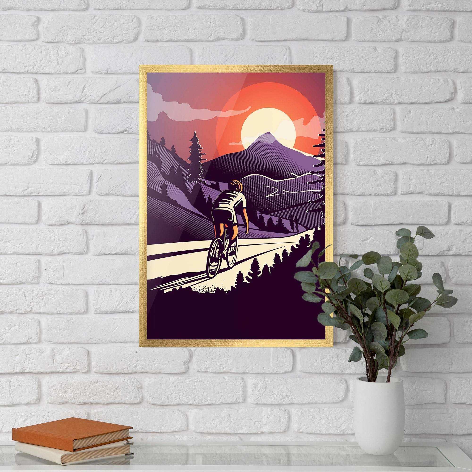 Рамкиран постер Cycling Sunset mockup 5