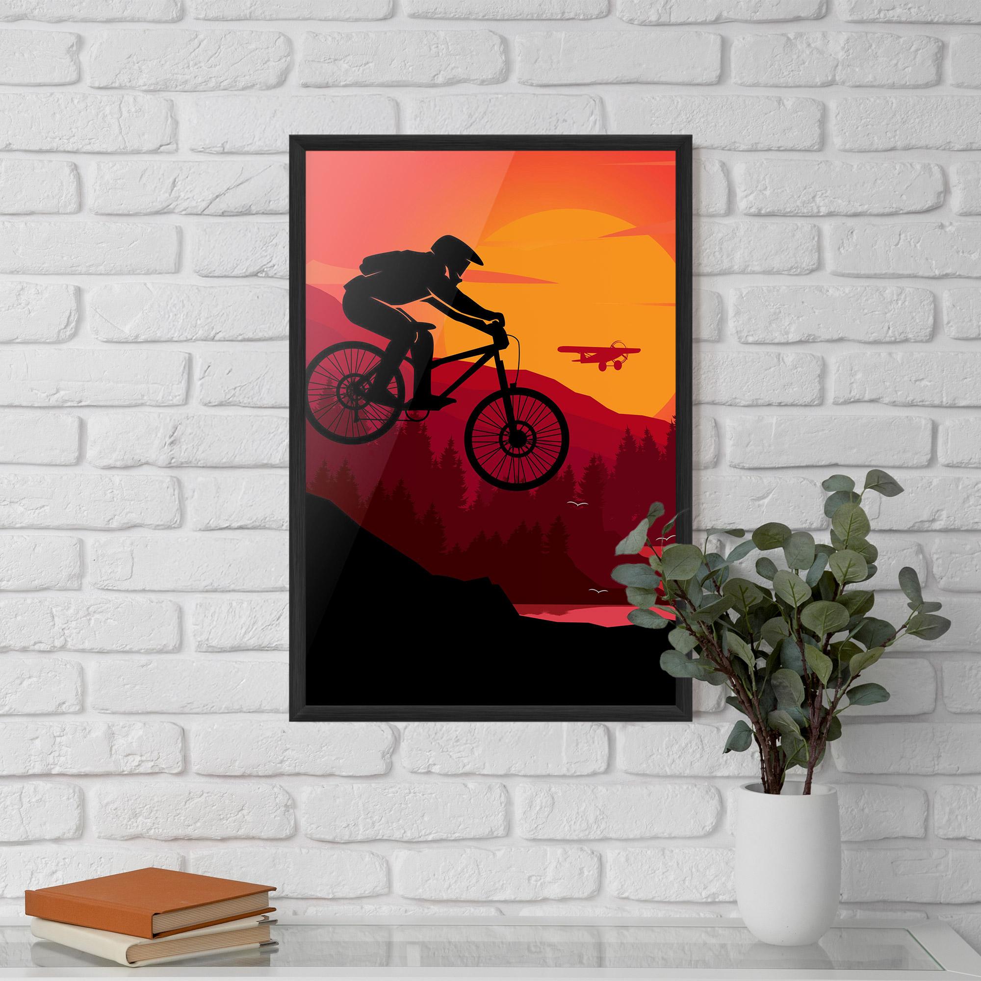 Рамкиран постер Mountain Bike Sunset mockup 5