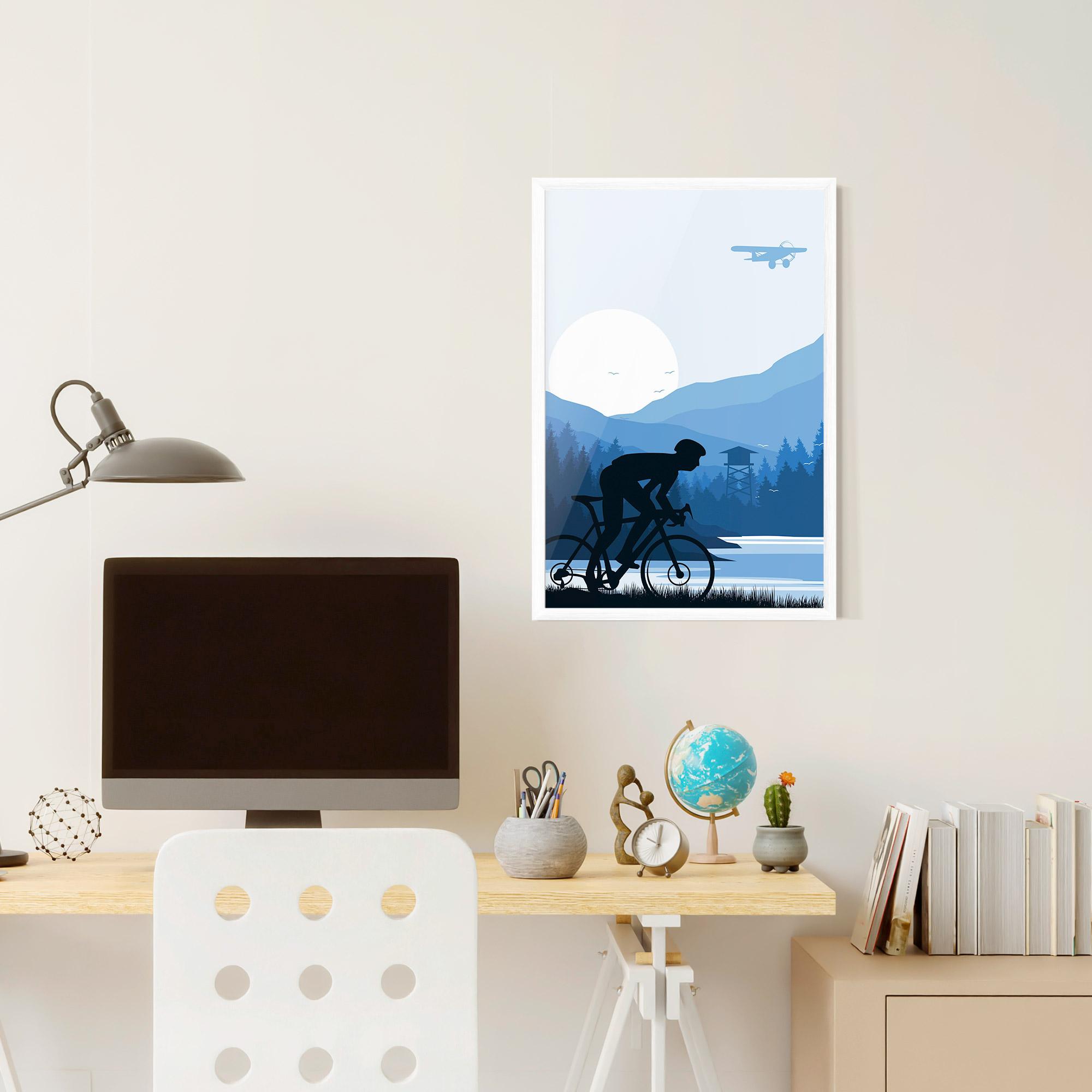 Рамкиран постер Blue Light Bike mockup 6