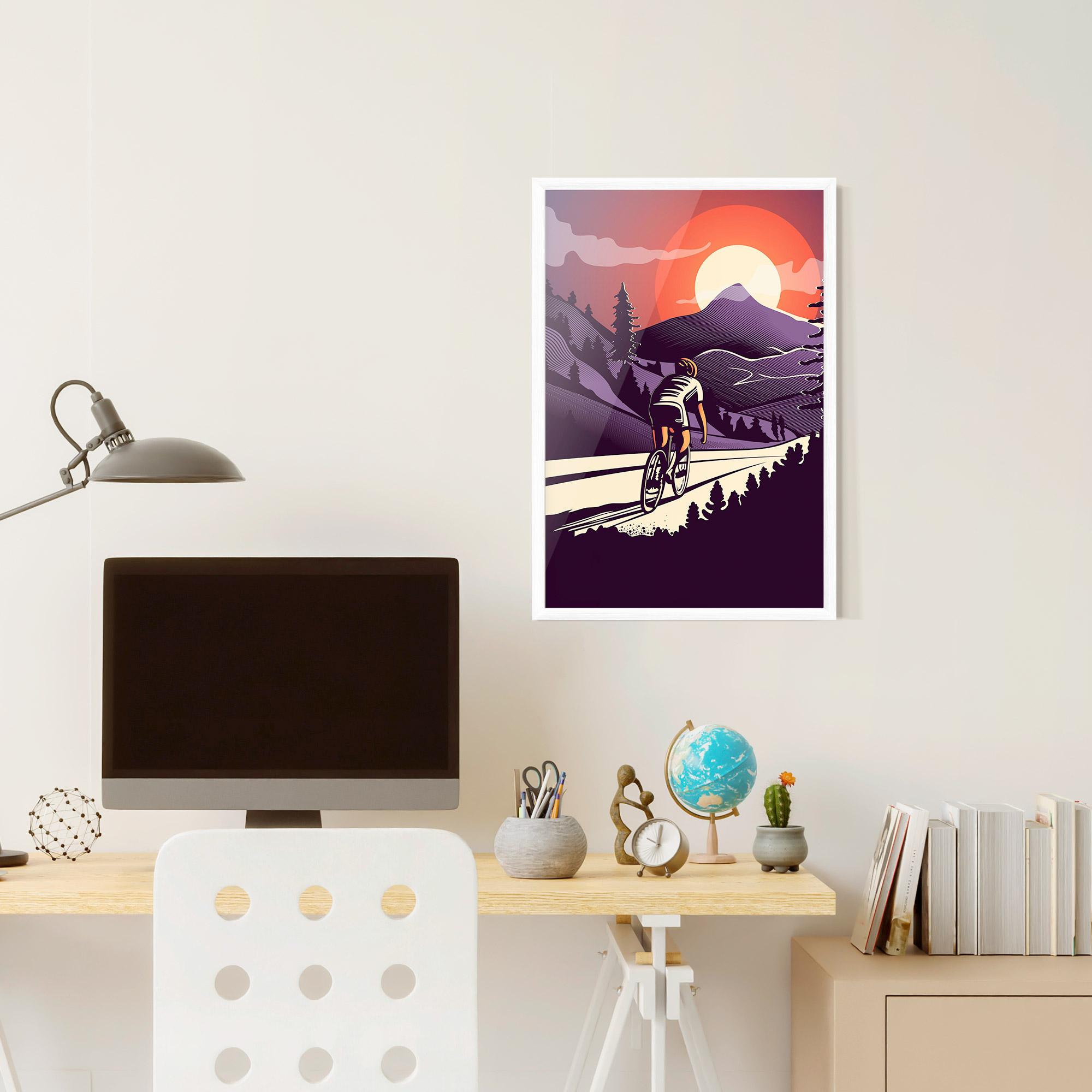 Рамкиран постер Cycling Sunset mockup 6